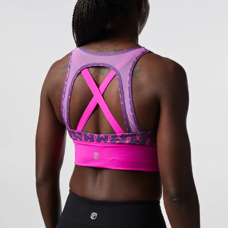 X-Factor Sports Bra (Bright Pink Edition-Ribbons) sold by Born Primitive