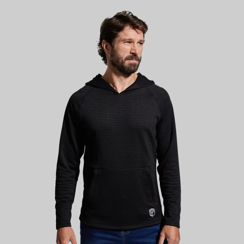 Grid Fleece Hoodie (Black) sold by Born Primitive