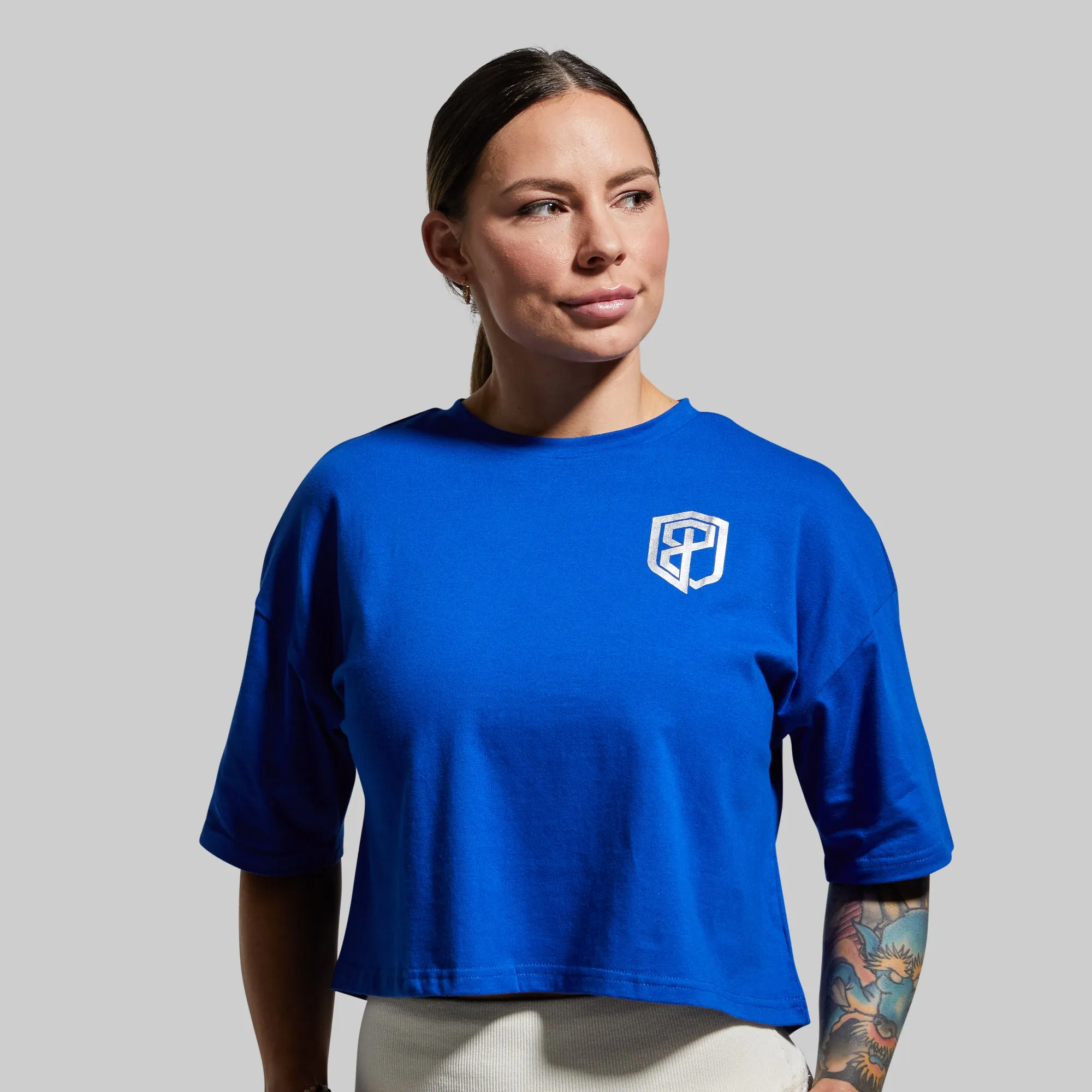 Training Crop Tee (Electric Royal) sold by Born Primitive