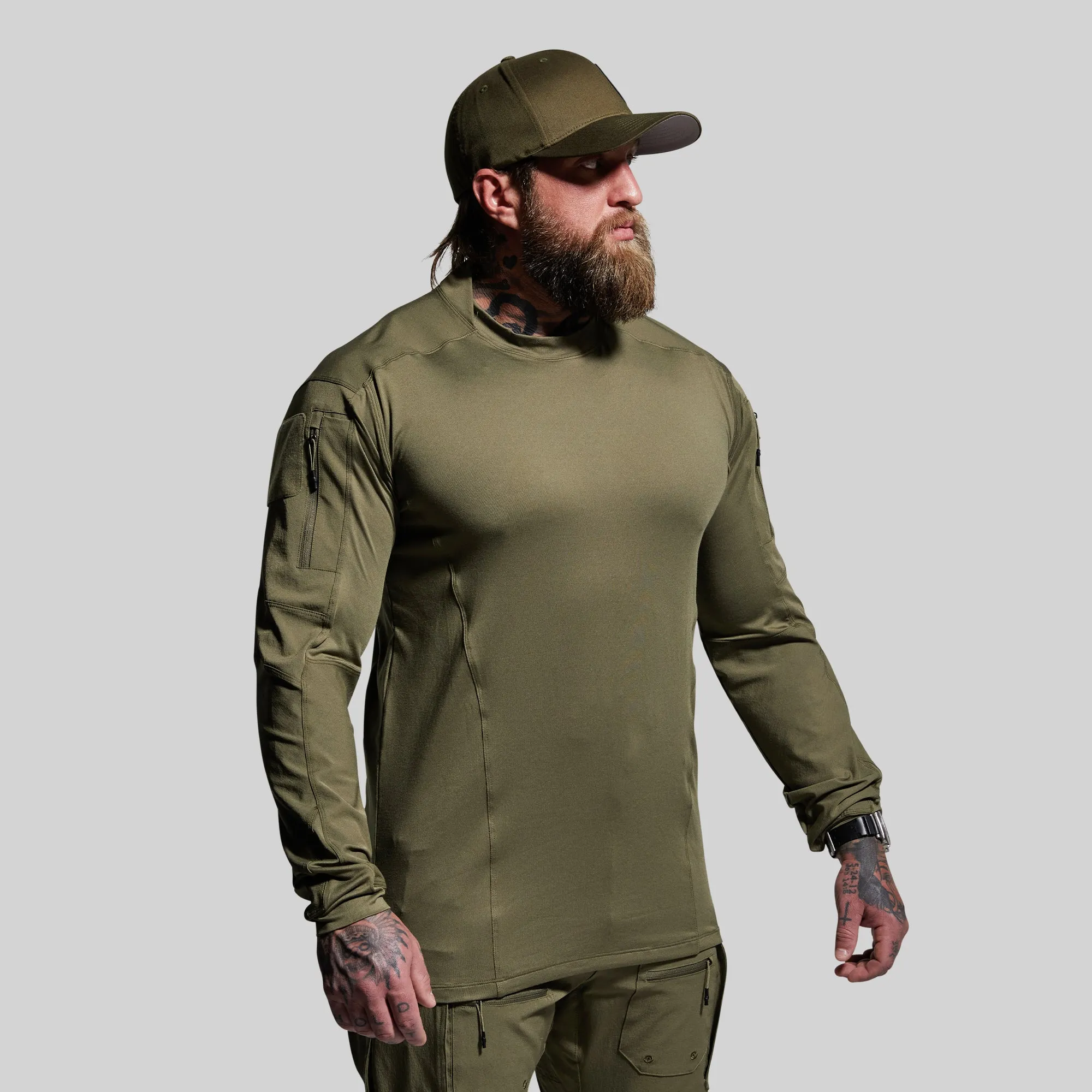 Long Sleeve Op Top (OD Green) sold by Born Primitive