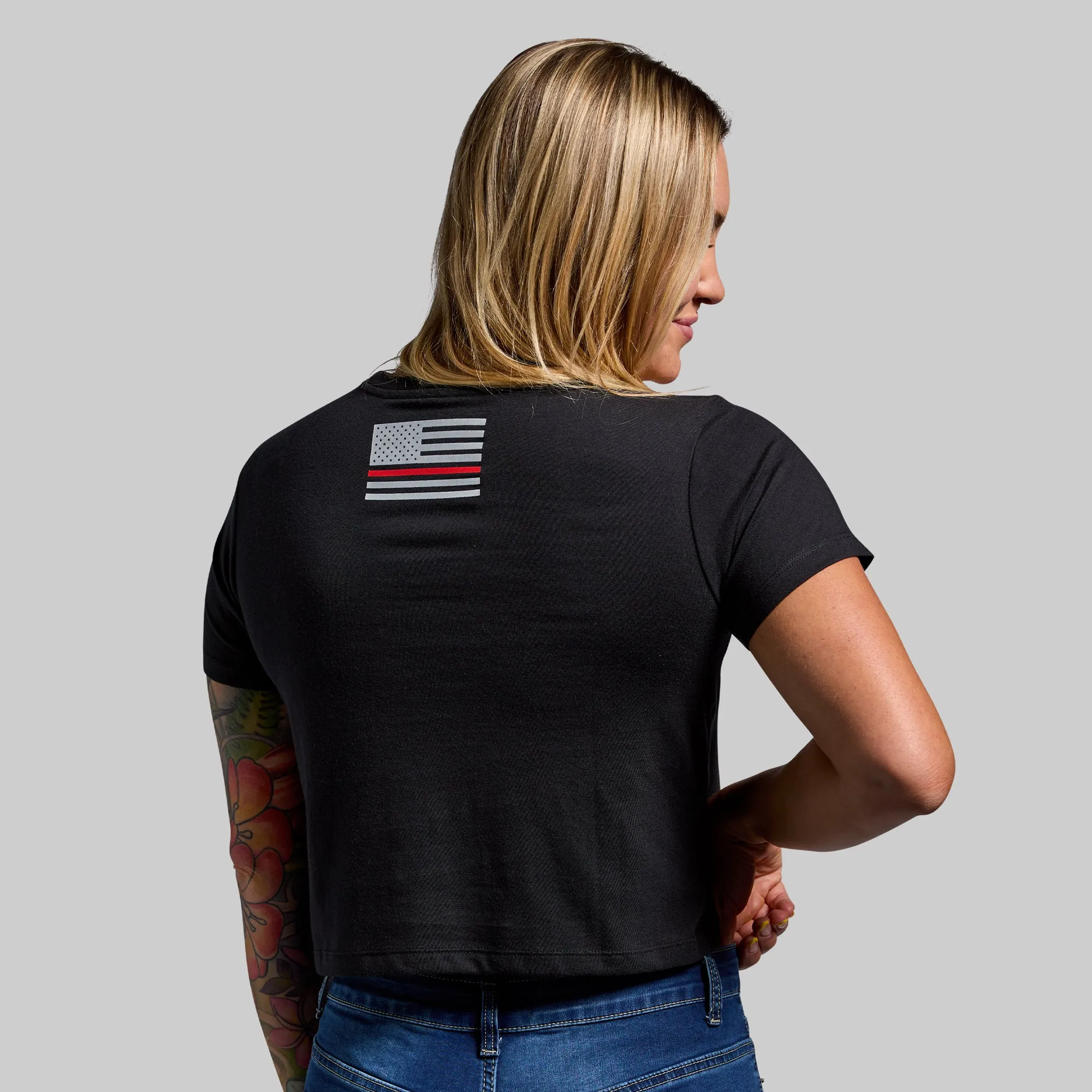 Brand Crop Tee (Thin Red Line) sold by Born Primitive product image thumbnail 2