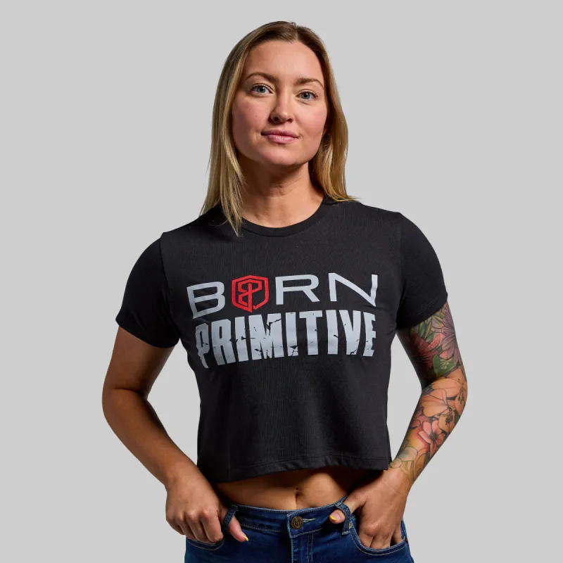 Brand Crop Tee (Thin Red Line) sold by Born Primitive