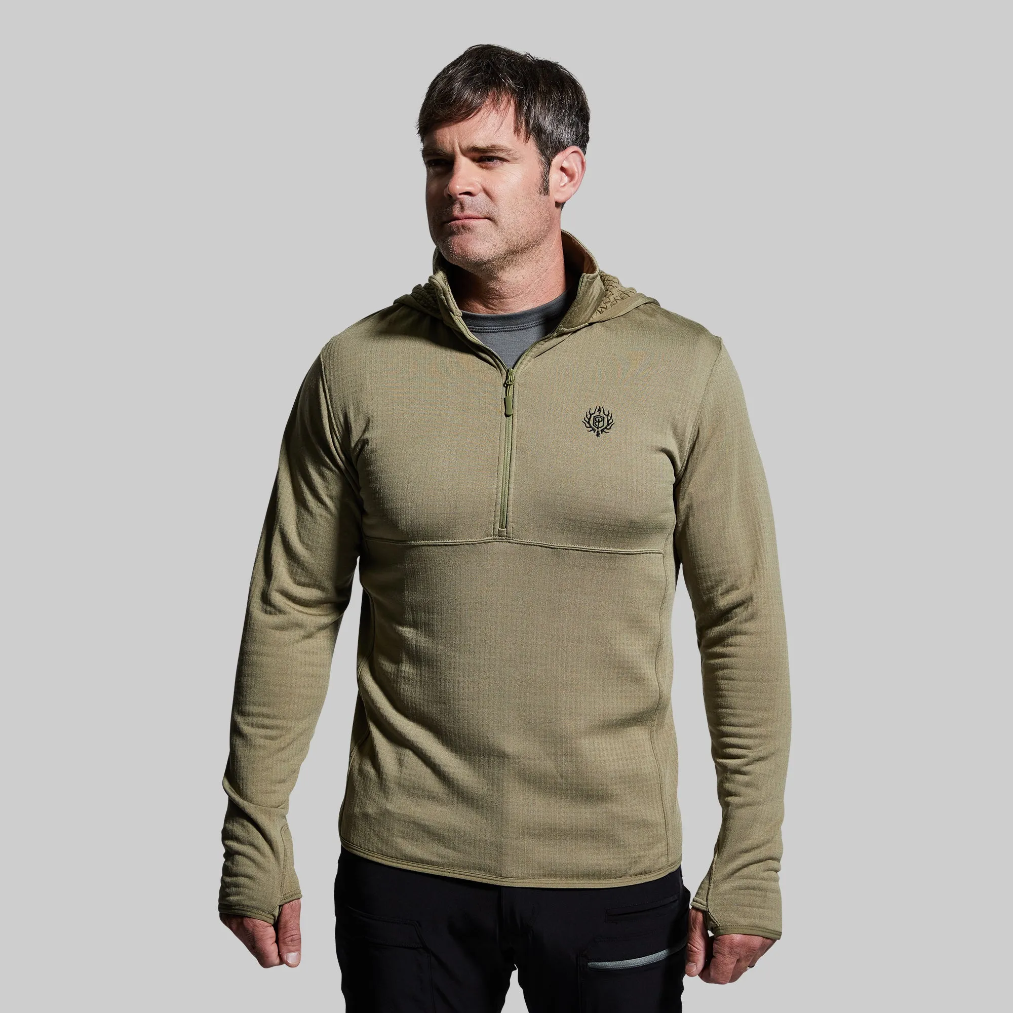 Men's Quiver Half Zip Hoodie (Sage Brush) sold by Born Primitive