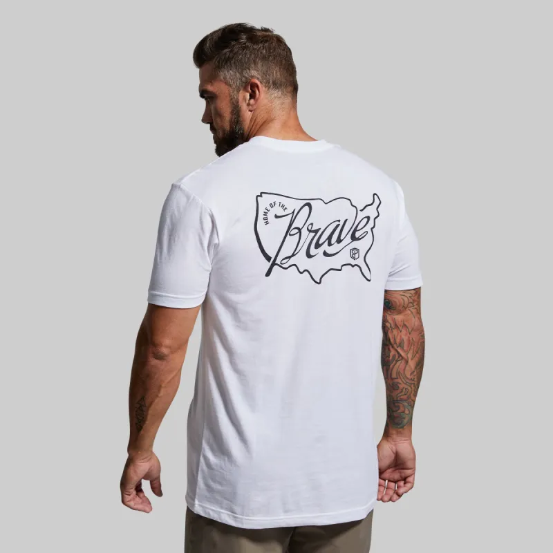 Home of the Brave Tee (White) sold by Born Primitive