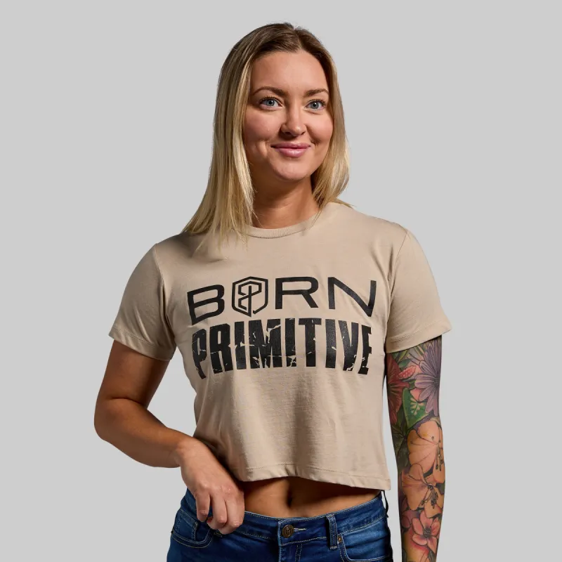 Brand Crop Tee (Tan) sold by Born Primitive