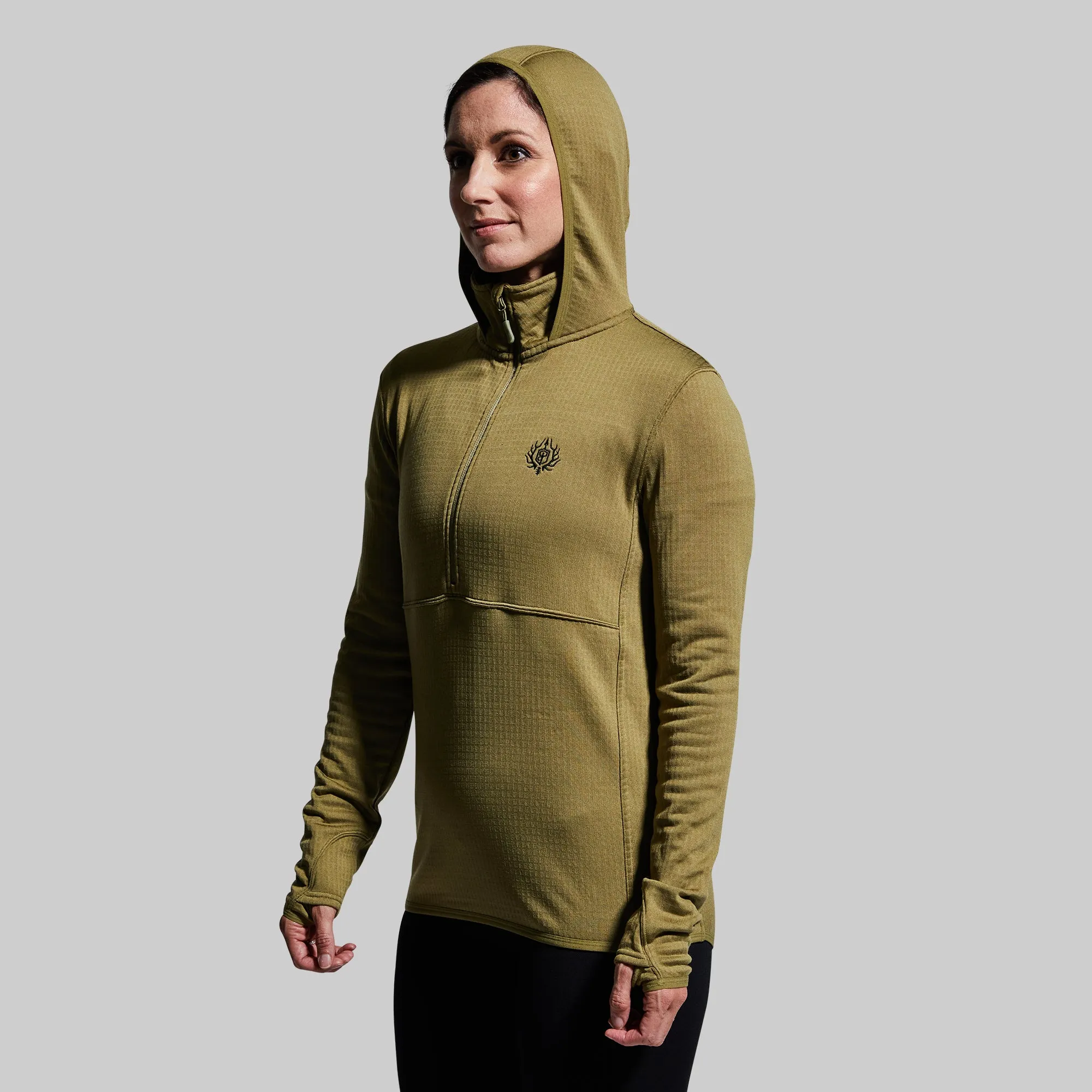 Women's Quiver Half Zip Hoodie (Deep Moss) sold by Born Primitive product image thumbnail 4