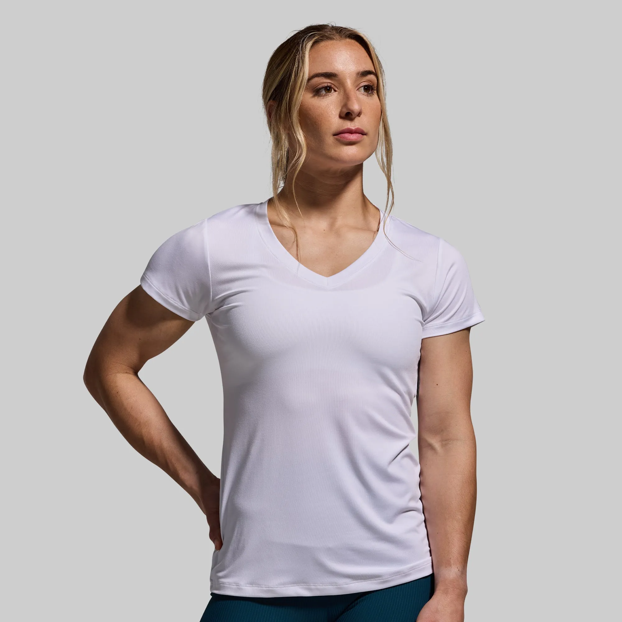 Athleisure Short Sleeve V-Neck (White) sold by Born Primitive