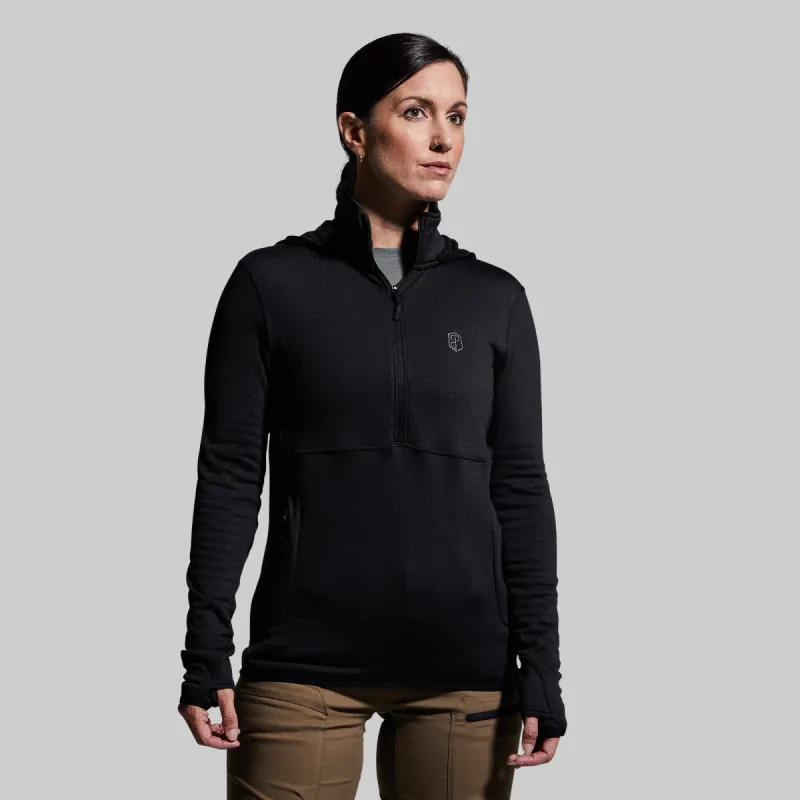Women's Quiver Half Zip Hoodie (Black) sold by Born Primitive
