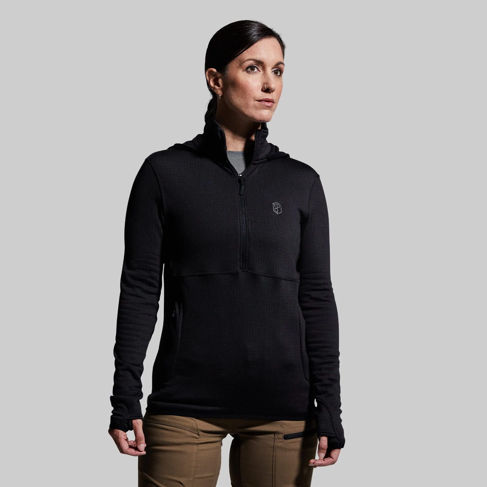 Women's Quiver Half Zip Hoodie (Black) sold by Born Primitive