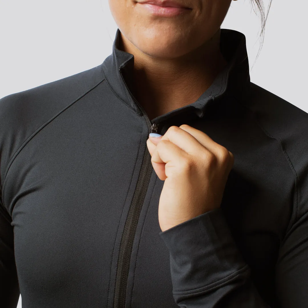 Women's Zip Neck Athleisure Long Sleeve (Black) sold by Born Primitive product image thumbnail 3
