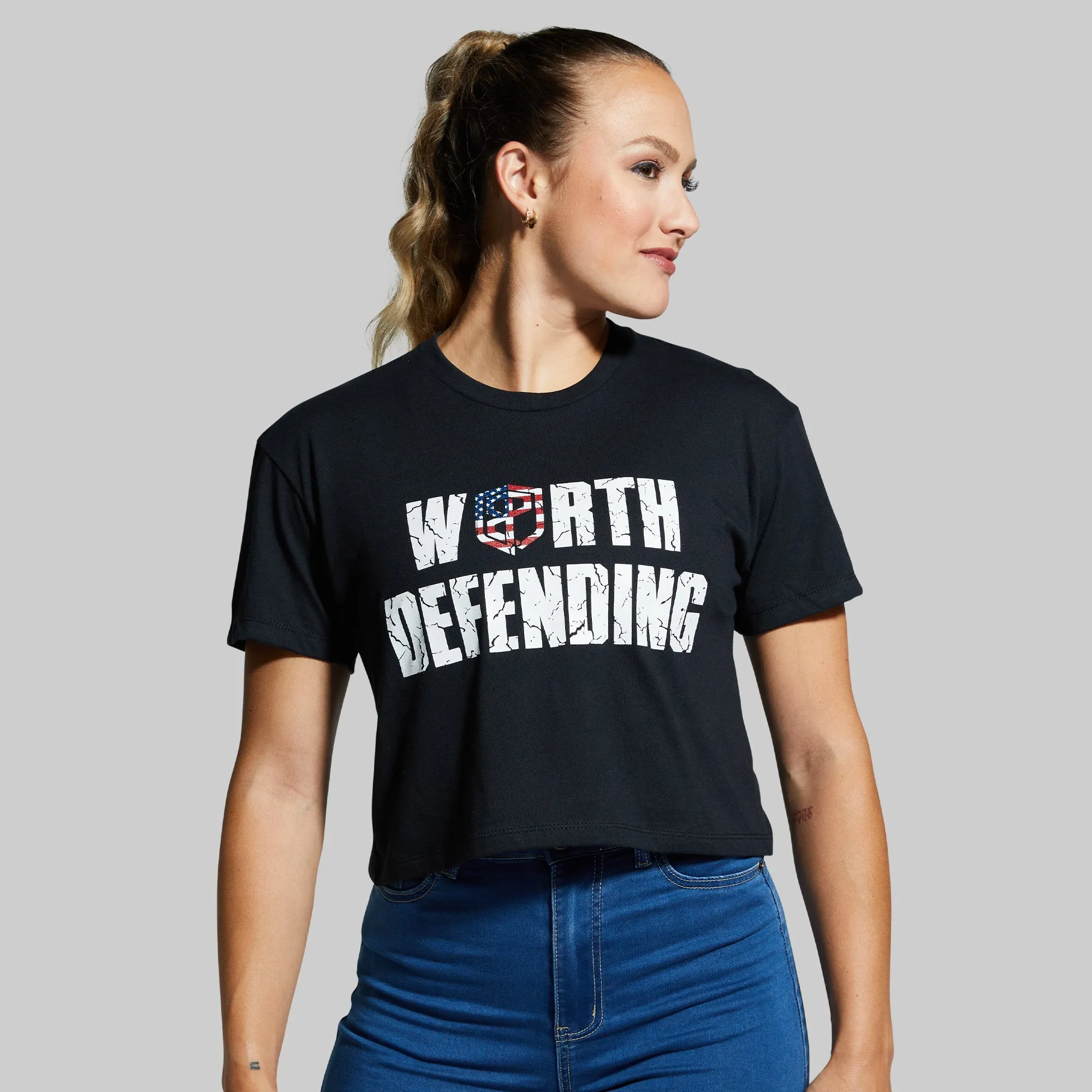 Worth Defending Crop Tee (Black) sold by Born Primitive product image thumbnail 2