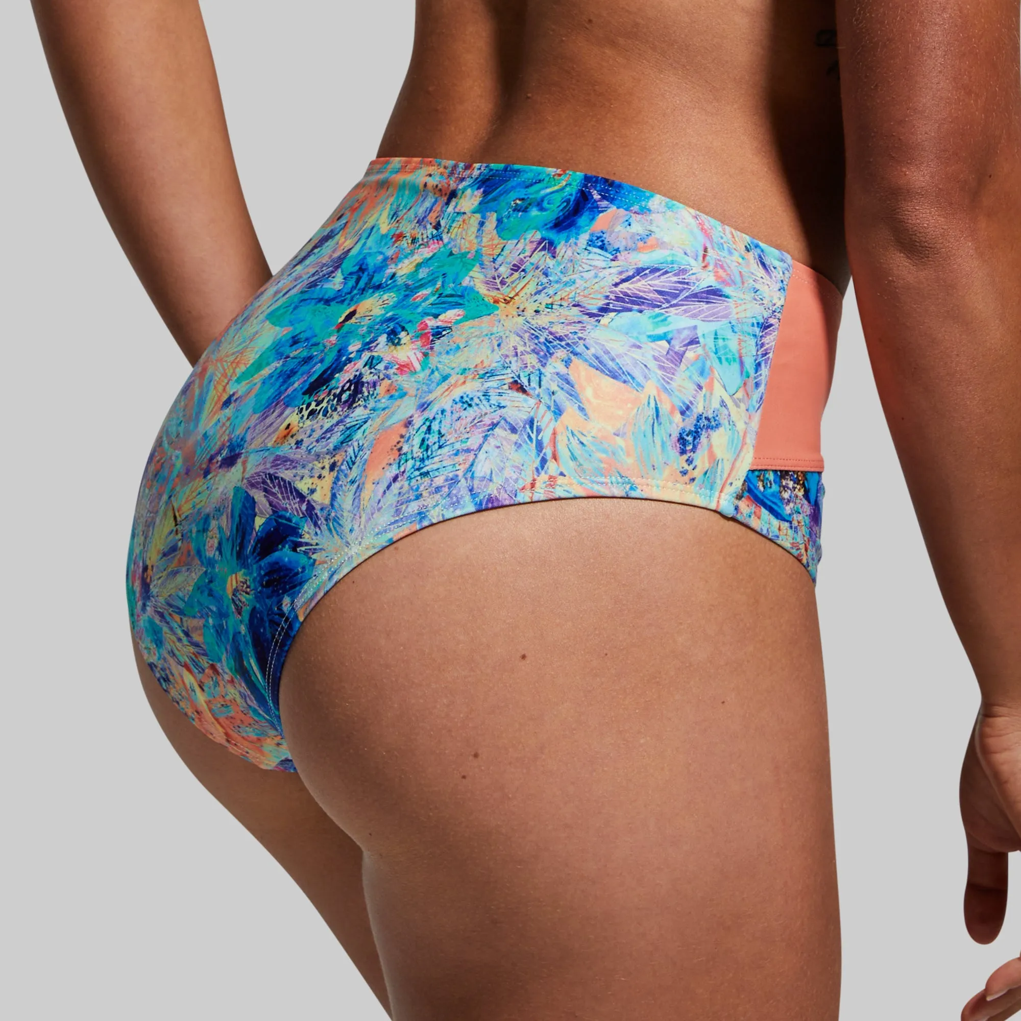 Tropics Bikini Bottom (Iridescent Iris/Bright Blue/Flame) sold by Born Primitive