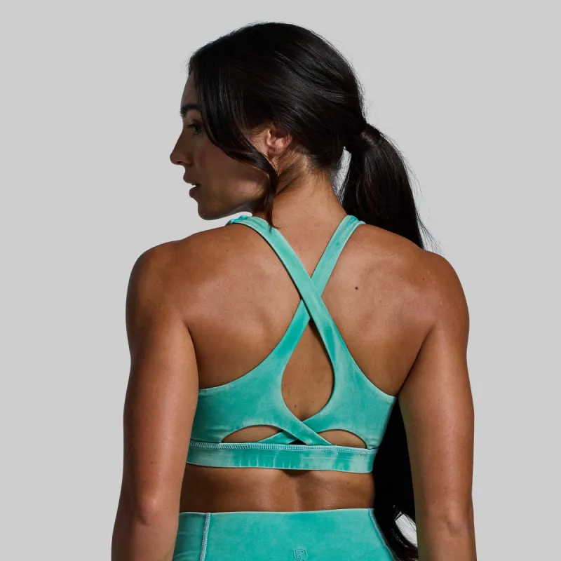 Helix Sports Bra (Washed Jade) sold by Born Primitive