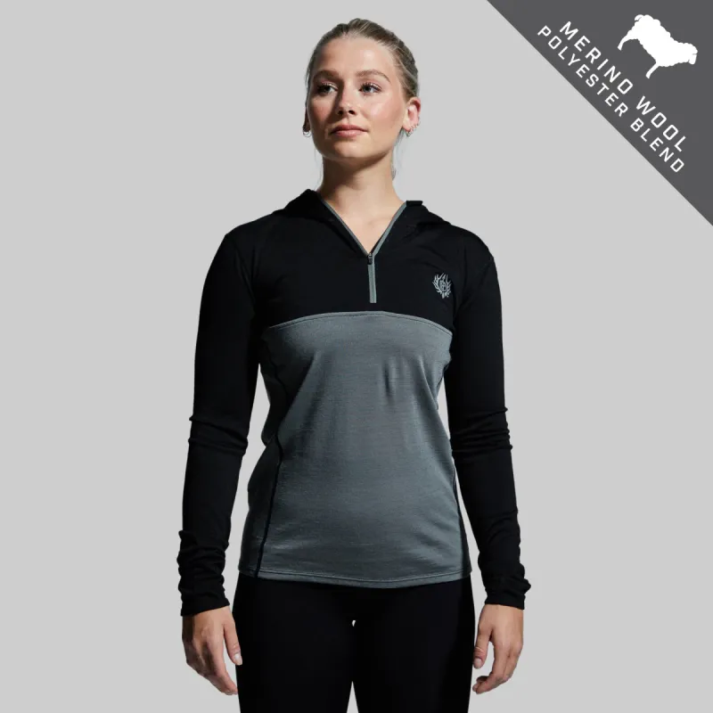 Women's Ridgeline Half Zip Hoodie (Black) sold by Born Primitive