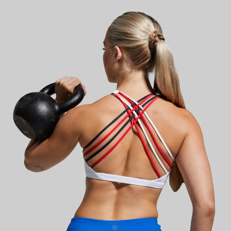 Vitality Sports Bra (Brand Strength-White) sold by Born Primitive