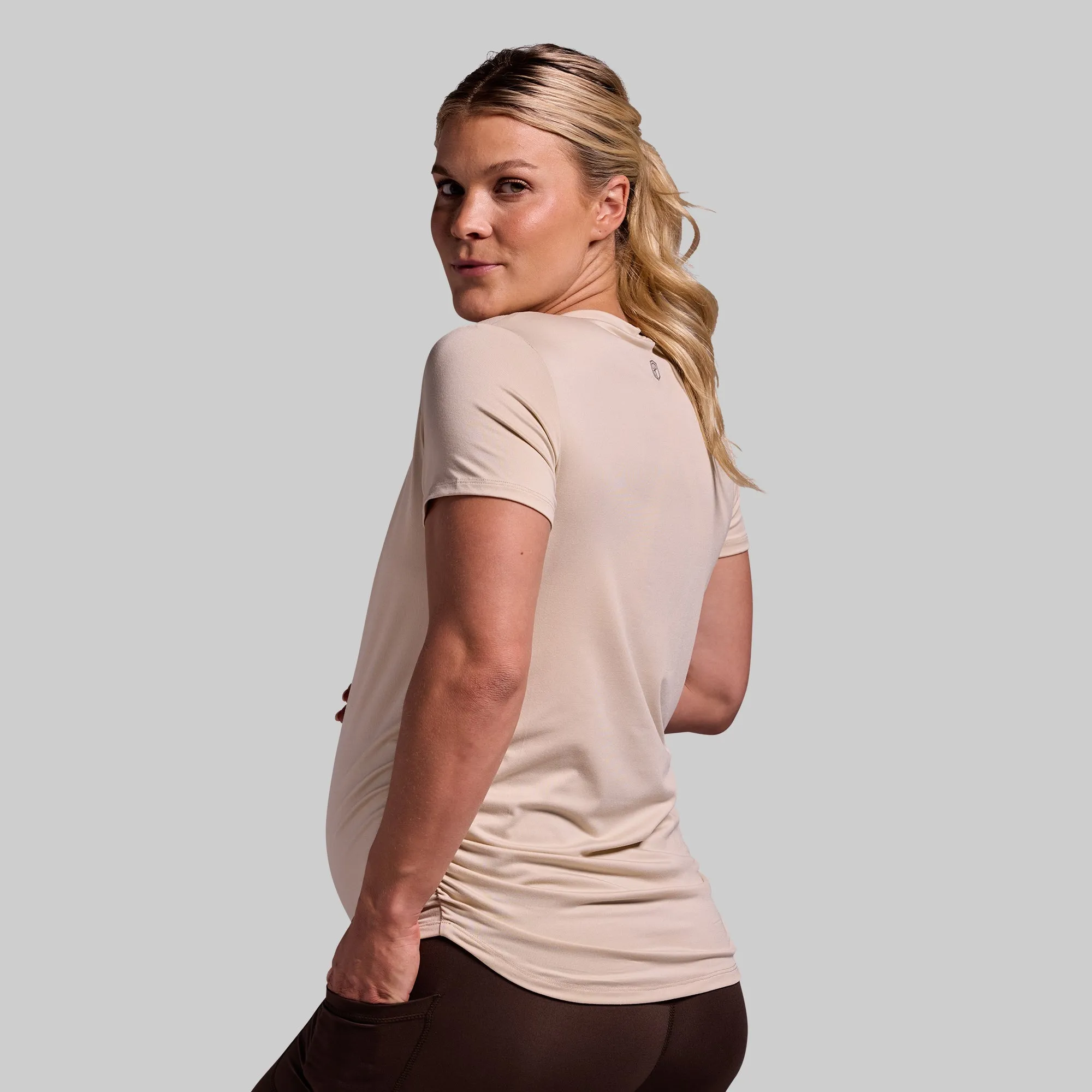 Maternity Athleisure Short Sleeve V-Neck (Oatmeal) sold by Born Primitive product image thumbnail 5