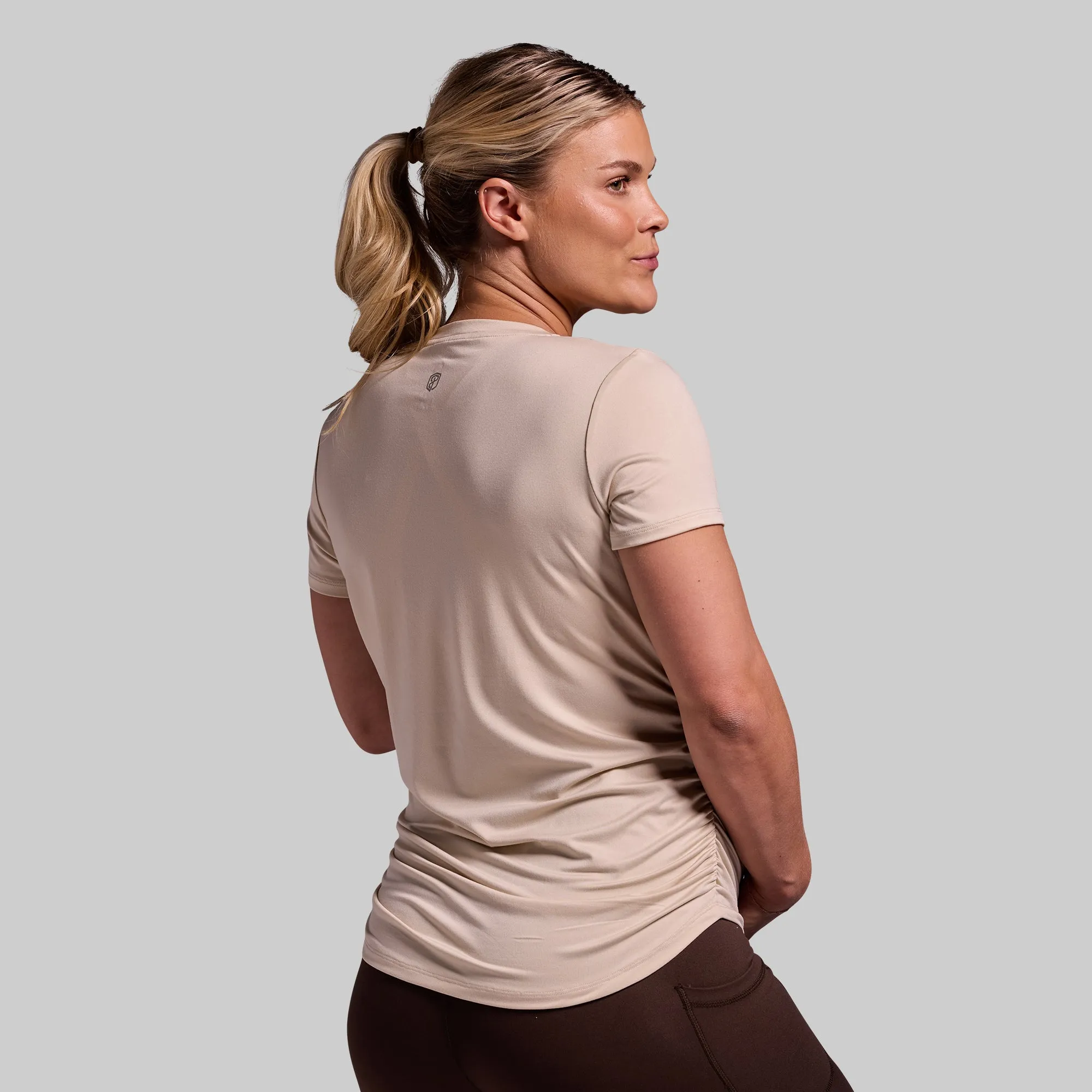 Maternity Athleisure Short Sleeve V-Neck (Oatmeal) sold by Born Primitive product image thumbnail 2