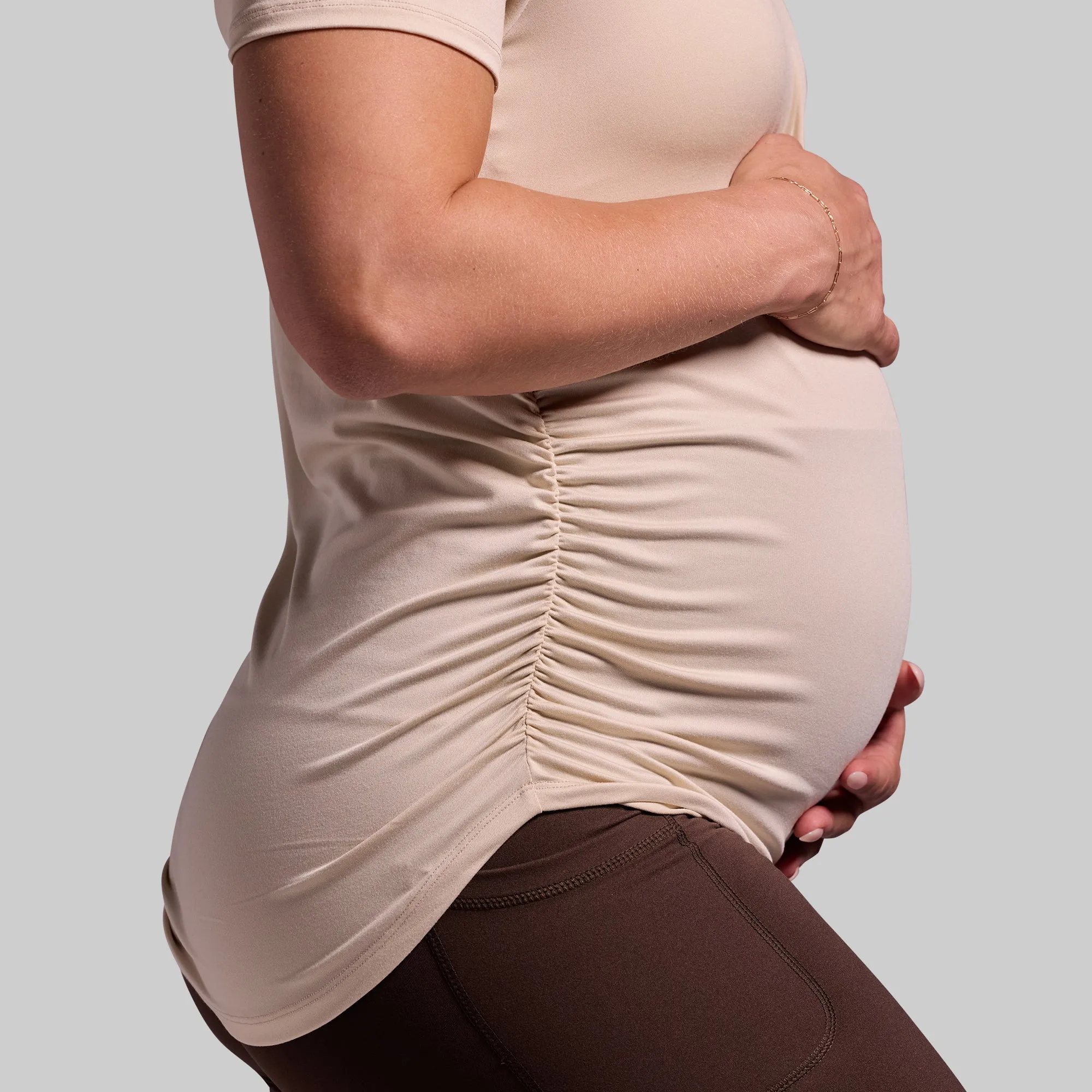 Maternity Athleisure Short Sleeve V-Neck (Oatmeal) sold by Born Primitive product image thumbnail 3
