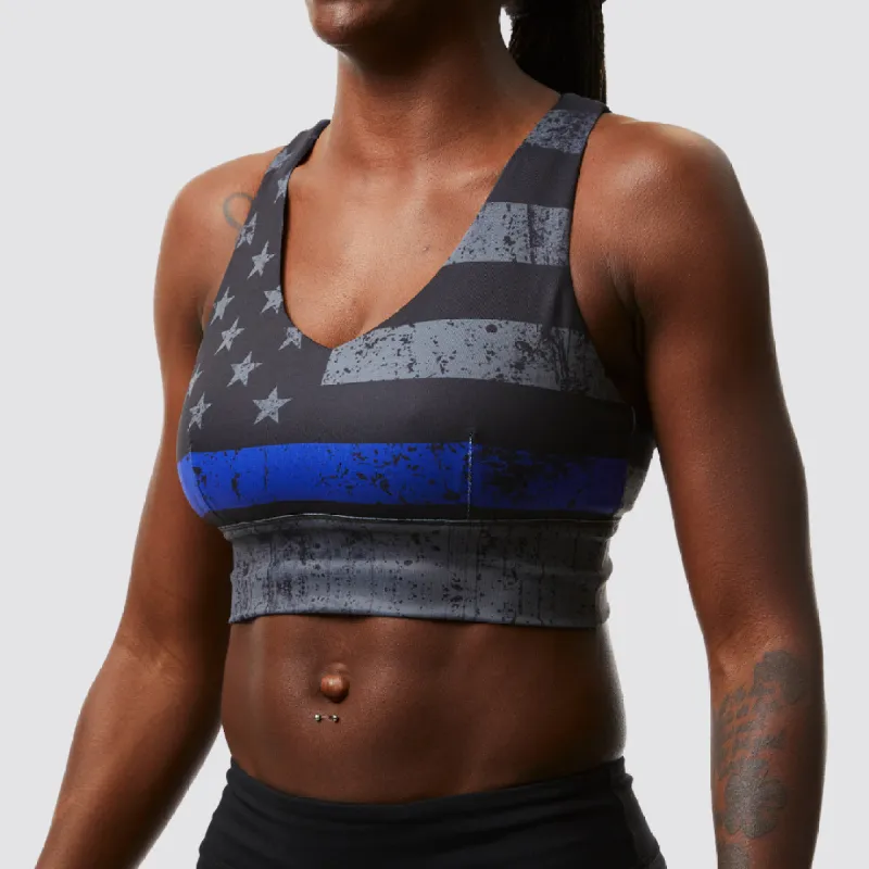 X-Factor Sports Bra (Thin Blue Line Gunmetal) sold by Born Primitive