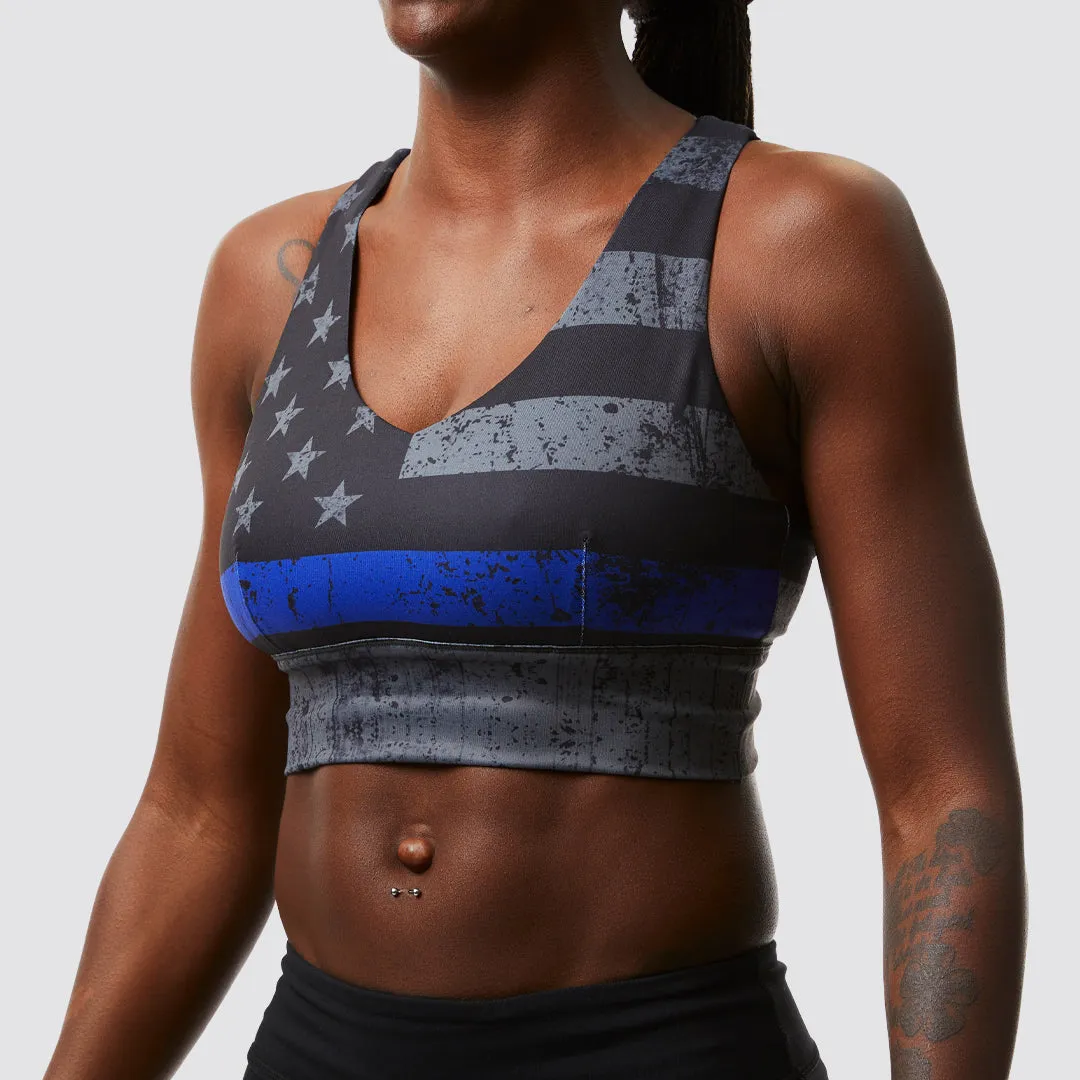 X-Factor Sports Bra (Thin Blue Line Gunmetal) sold by Born Primitive