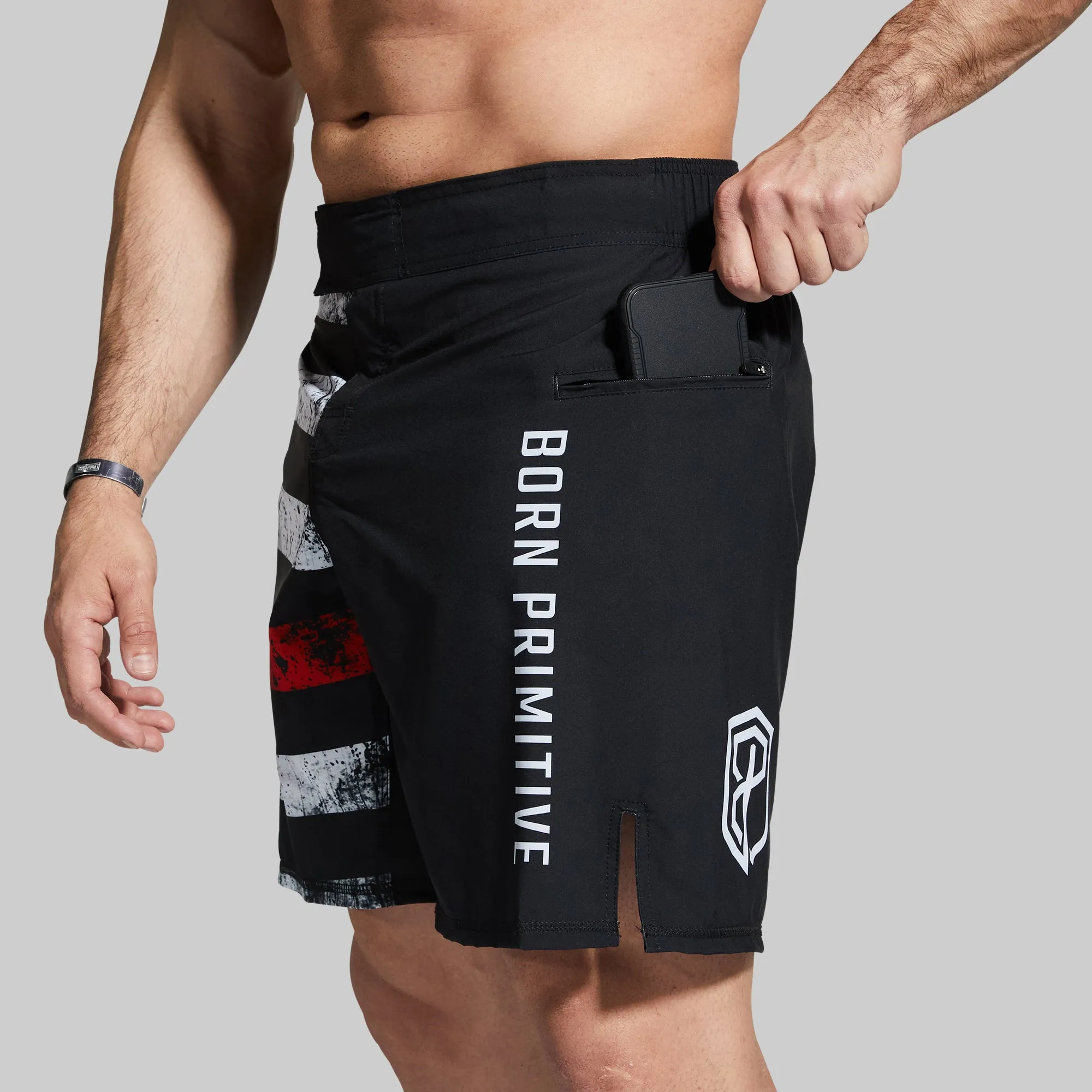 American Defender Short Velcro 3.0 (Thin Red Line) sold by Born Primitive product image thumbnail 4