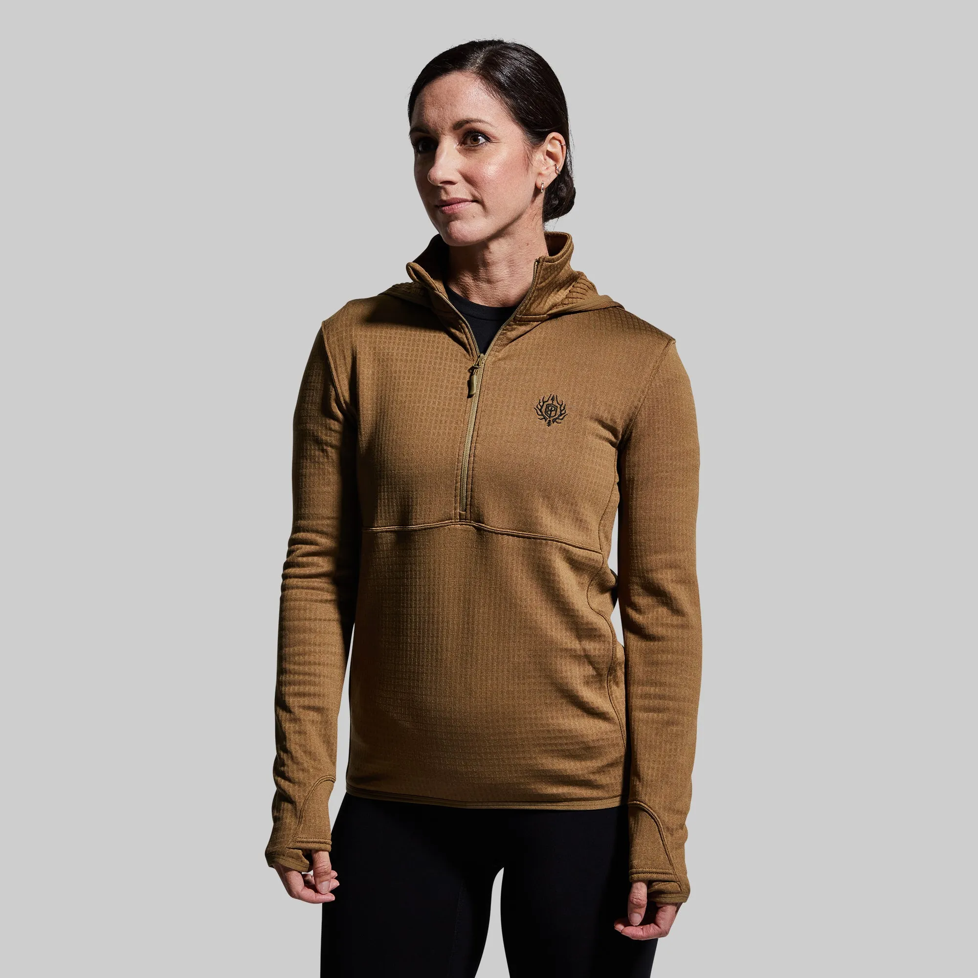 Women's Quiver Half Zip Hoodie (Coyote Brown) sold by Born Primitive