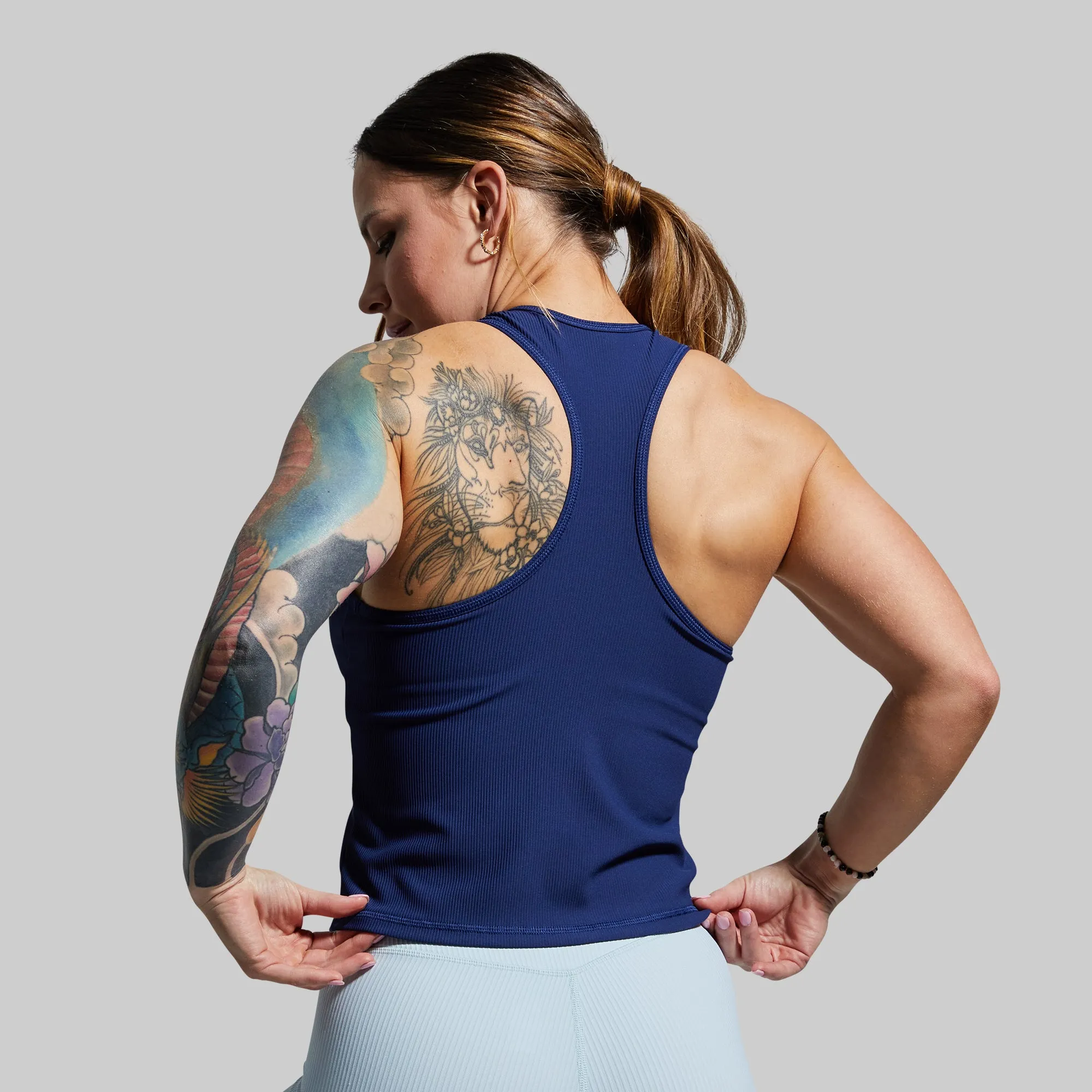 Perfect Ribbed Tank (Navy) sold by Born Primitive