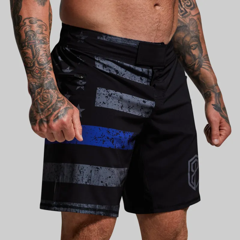 American Defender Short Velcro 3.0 (Thin Blue Line Gunmetal) sold by Born Primitive