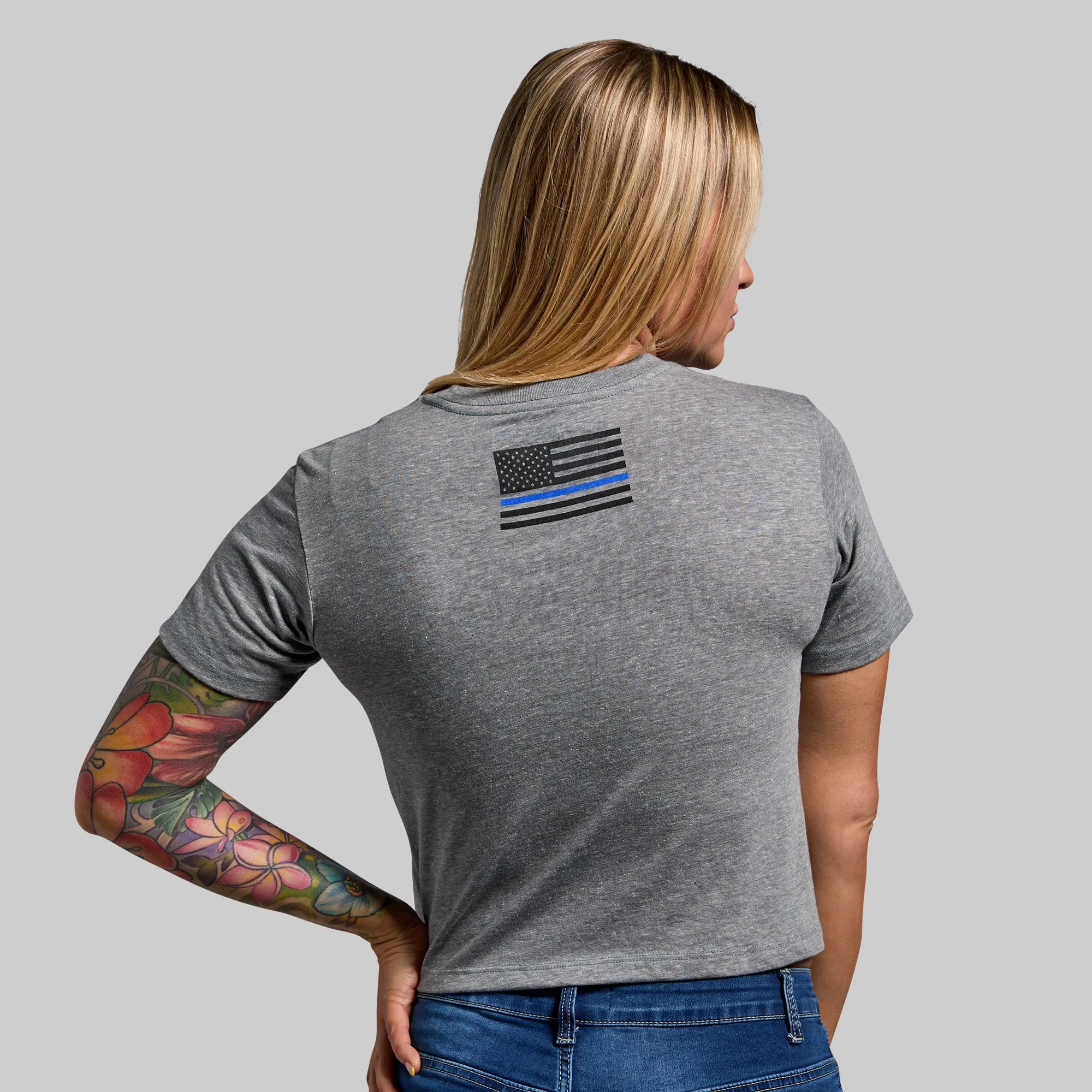 Brand Crop Tee (Thin Blue Line) sold by Born Primitive product image thumbnail 2