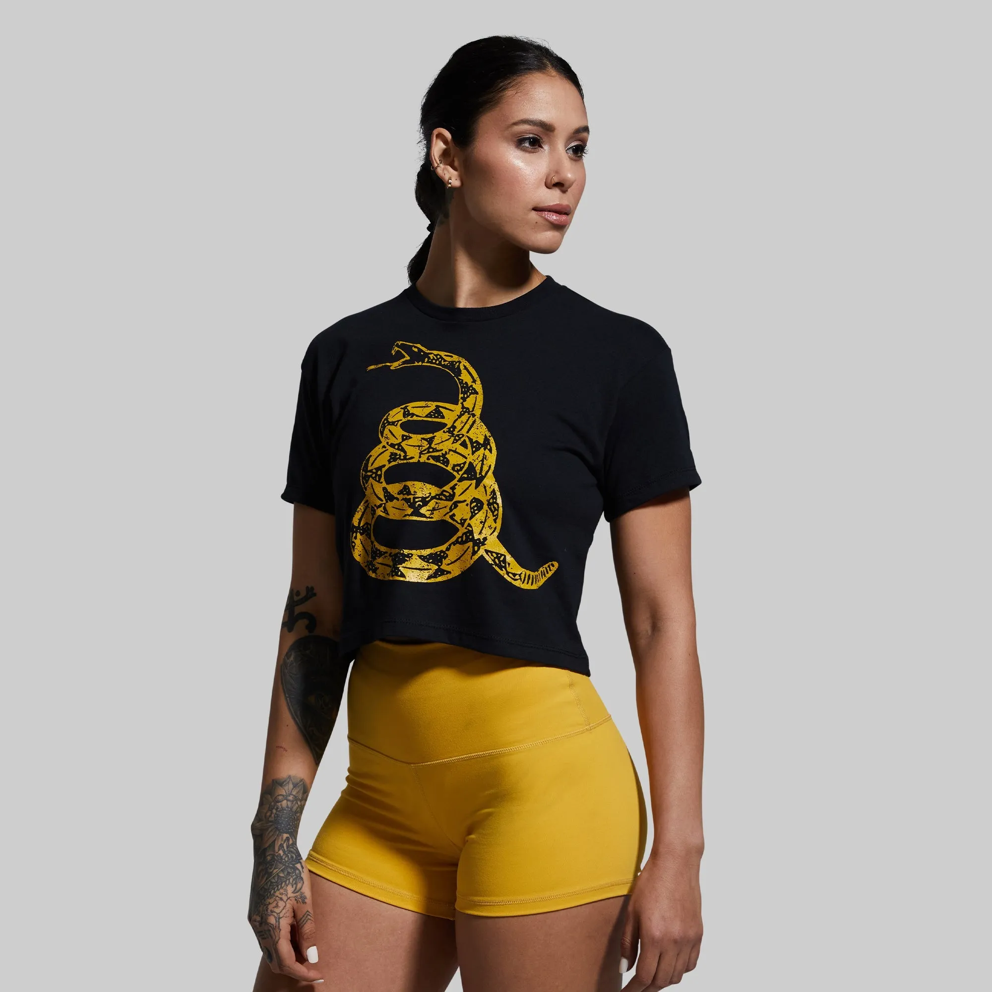 Gadsden Flag Crop Tee (Black) sold by Born Primitive