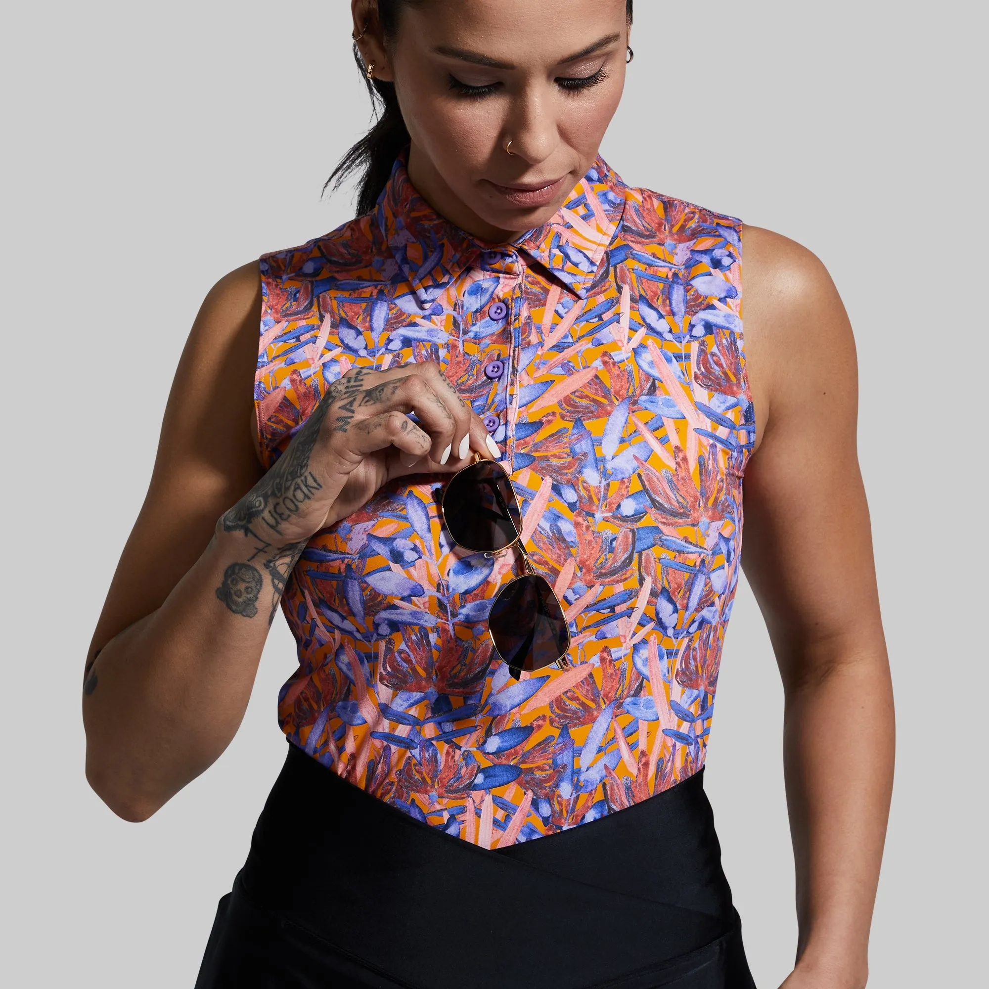 Victory Sleeveless Polo (Aster Jungle) sold by Born Primitive product image thumbnail 3