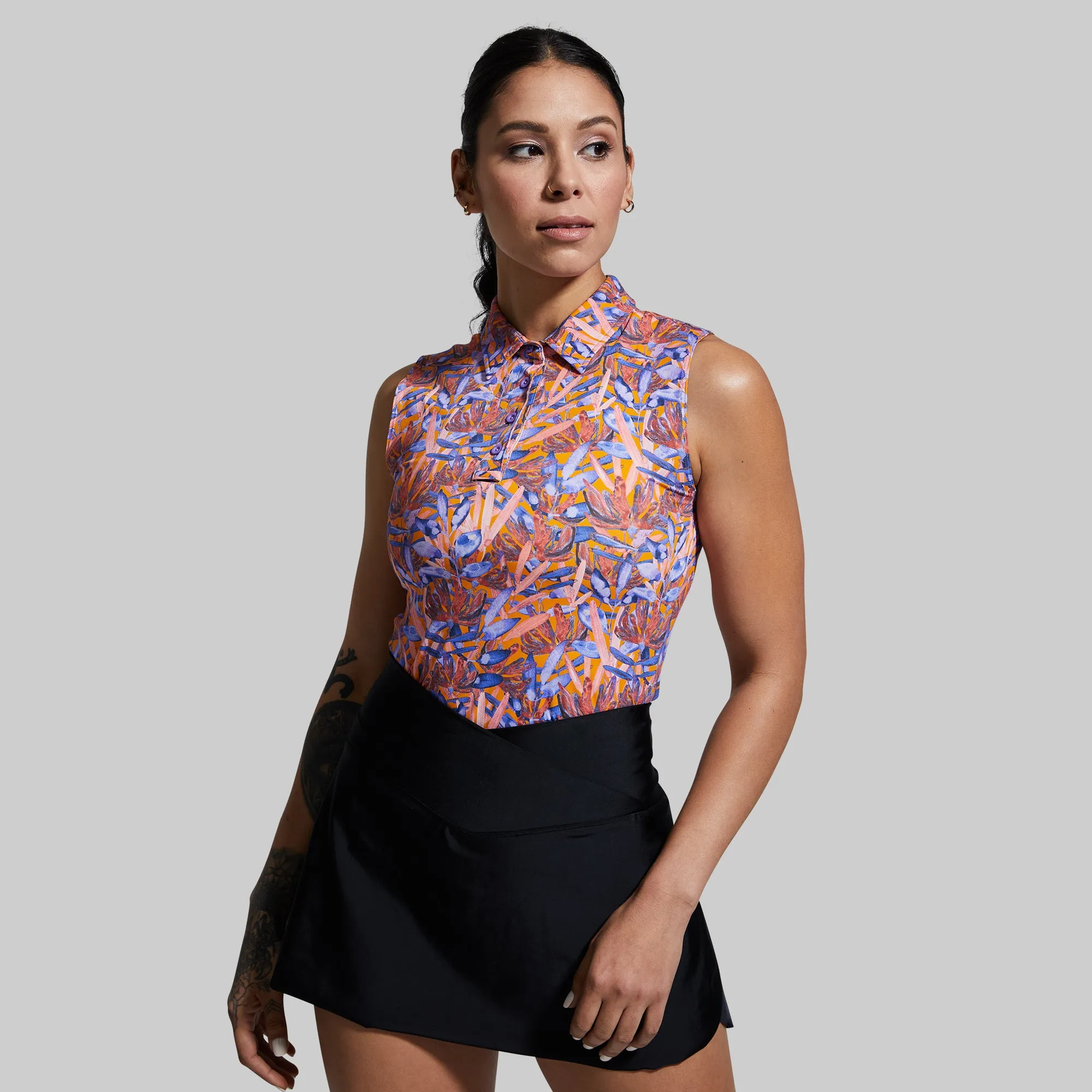 Victory Sleeveless Polo (Aster Jungle) sold by Born Primitive