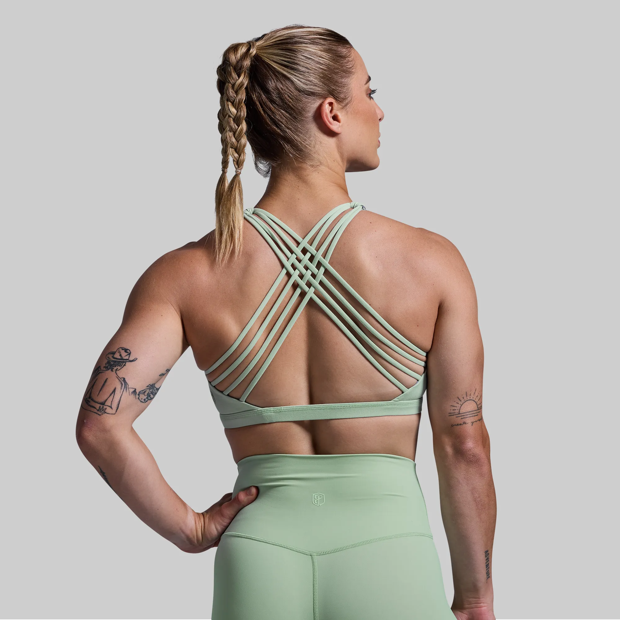 Vitality Sports Bra (Cameo Green) sold by Born Primitive