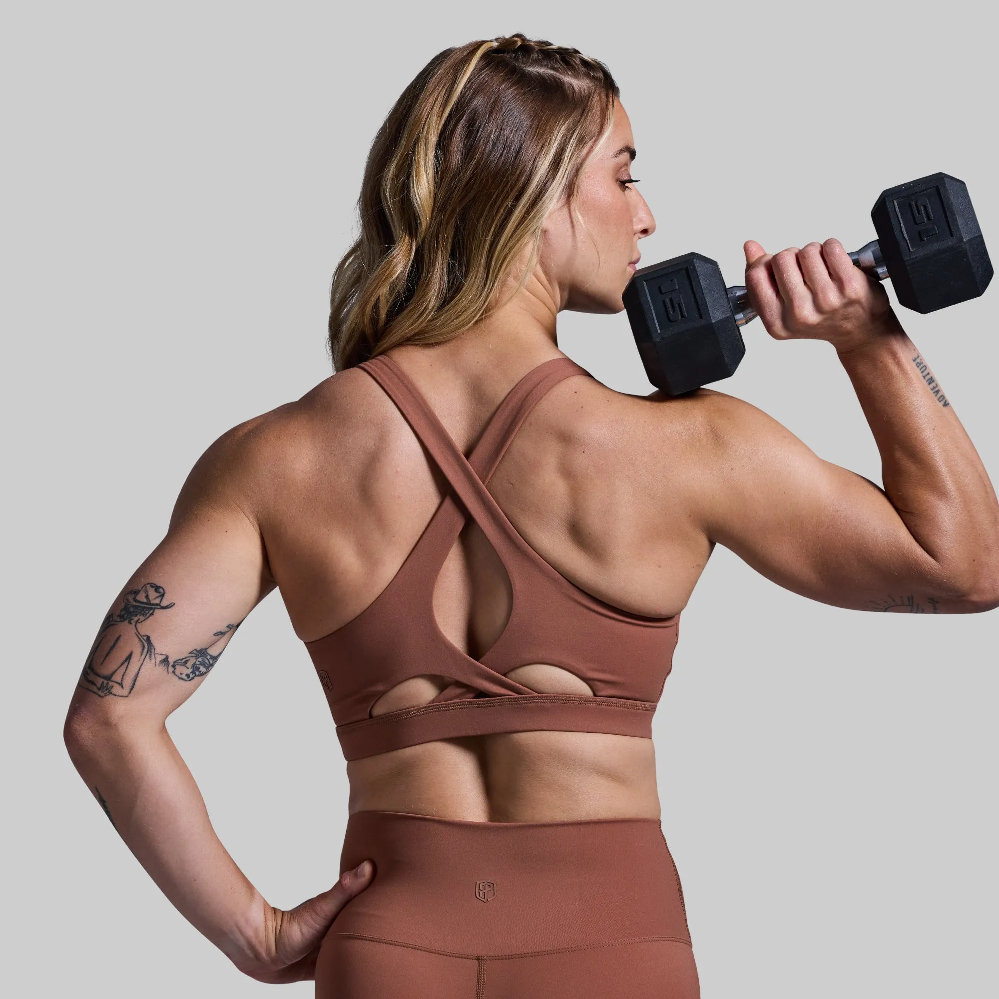 Helix Sports Bra (Clove) sold by Born Primitive