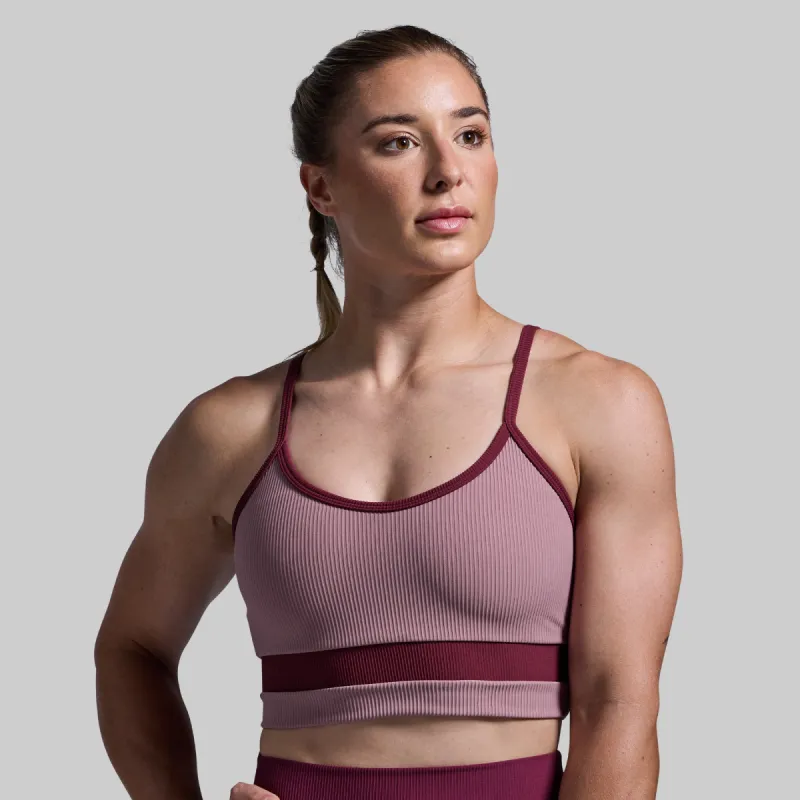 Out of Line Sports Bra (Antique Mauve) sold by Born Primitive