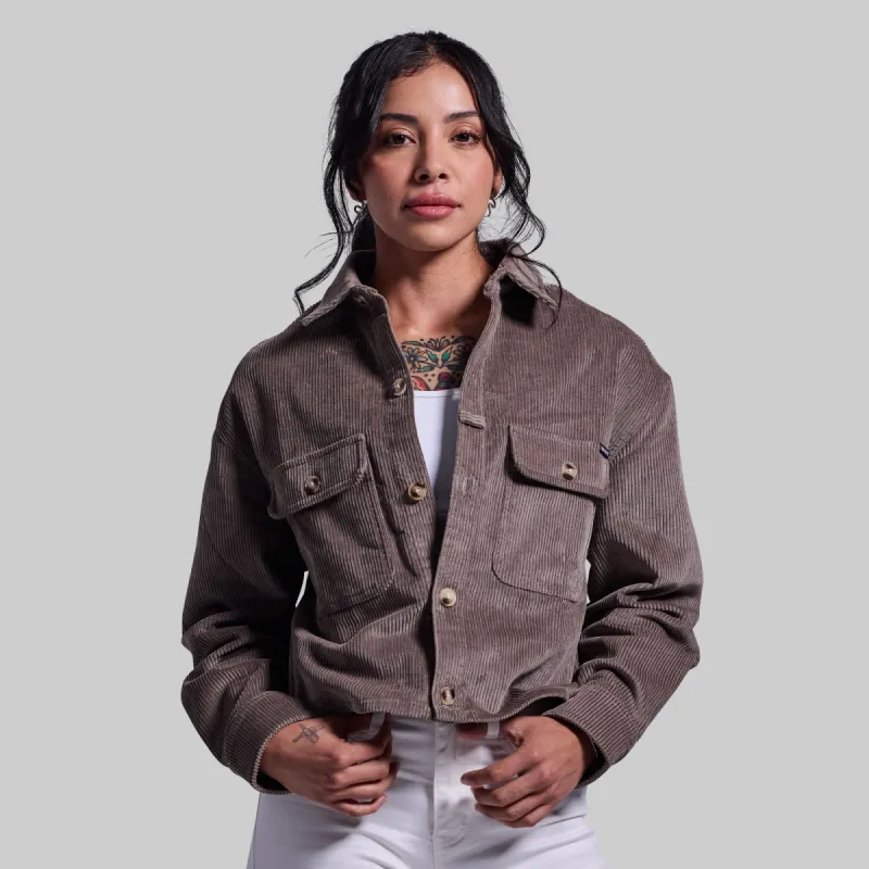 Women’s Cropped Corduroy Shirt (Elephant) sold by Born Primitive