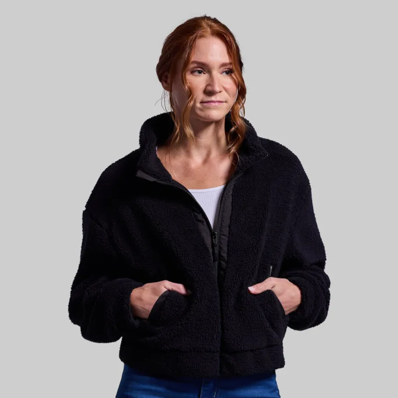 Women's Cropped Fleece Jacket (Black) sold by Born Primitive