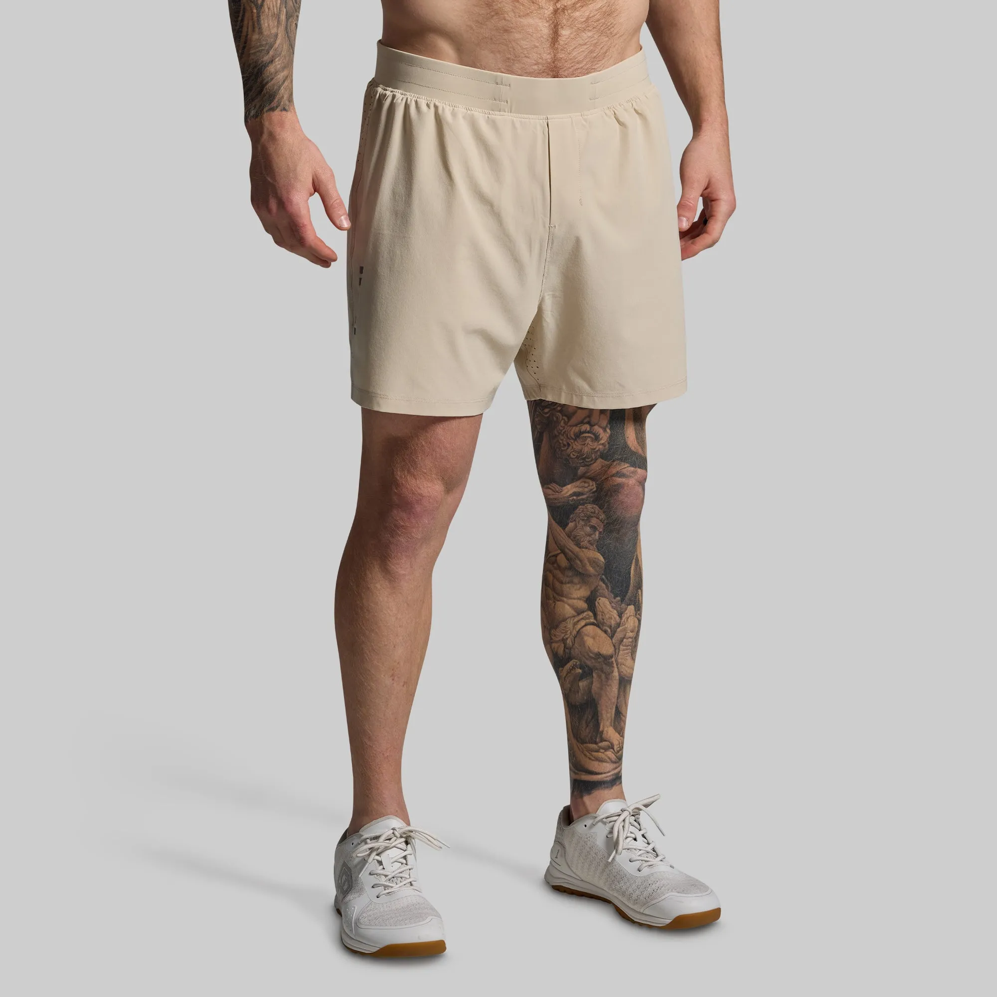 Men's Endurance Short w/ Compression (Oatmeal) sold by Born Primitive