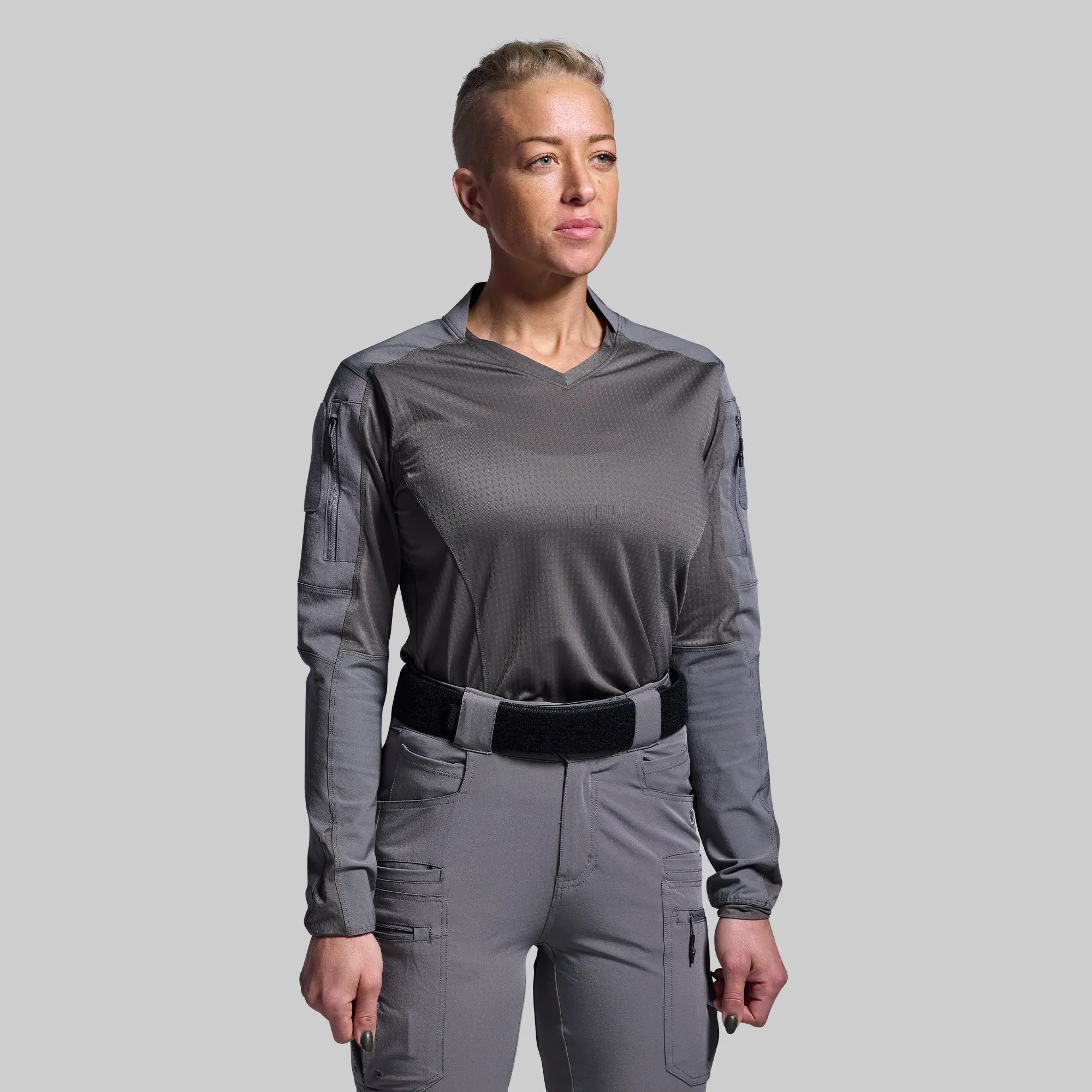 Women's Long Sleeve Op Top Pro (Wolf Grey) sold by Born Primitive