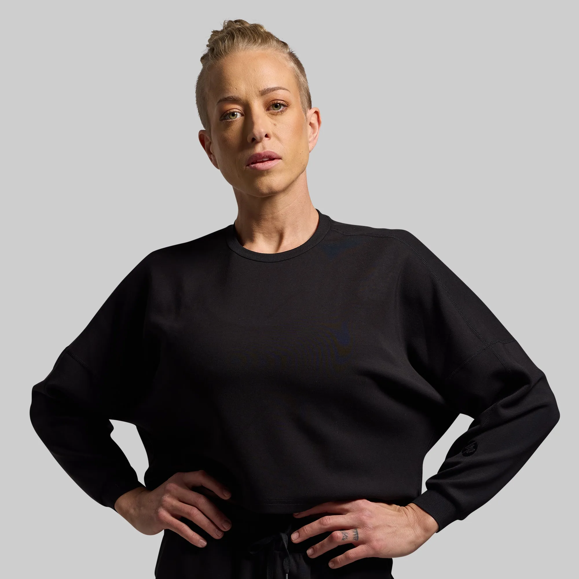 Lounge Lux Cropped Pullover (Black) sold by Born Primitive