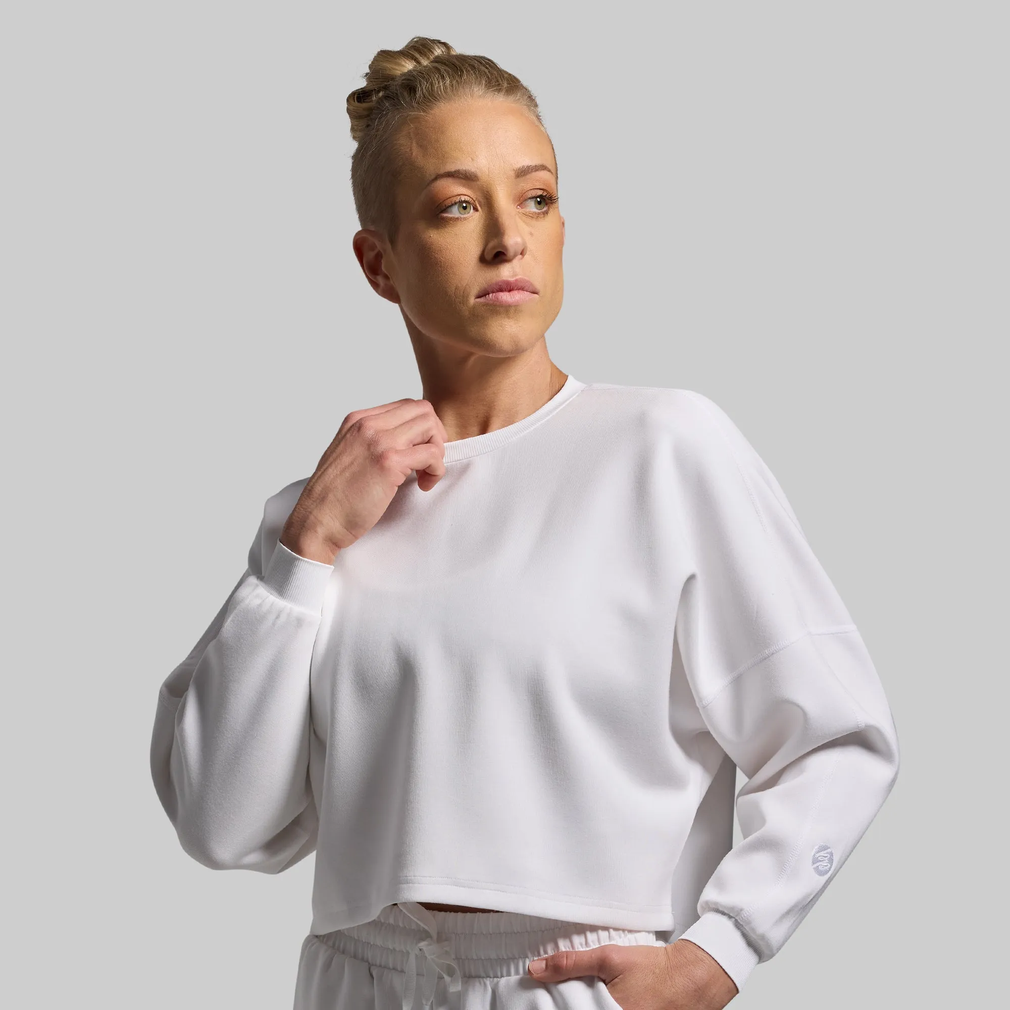 Lounge Lux Cropped Pullover (White) sold by Born Primitive