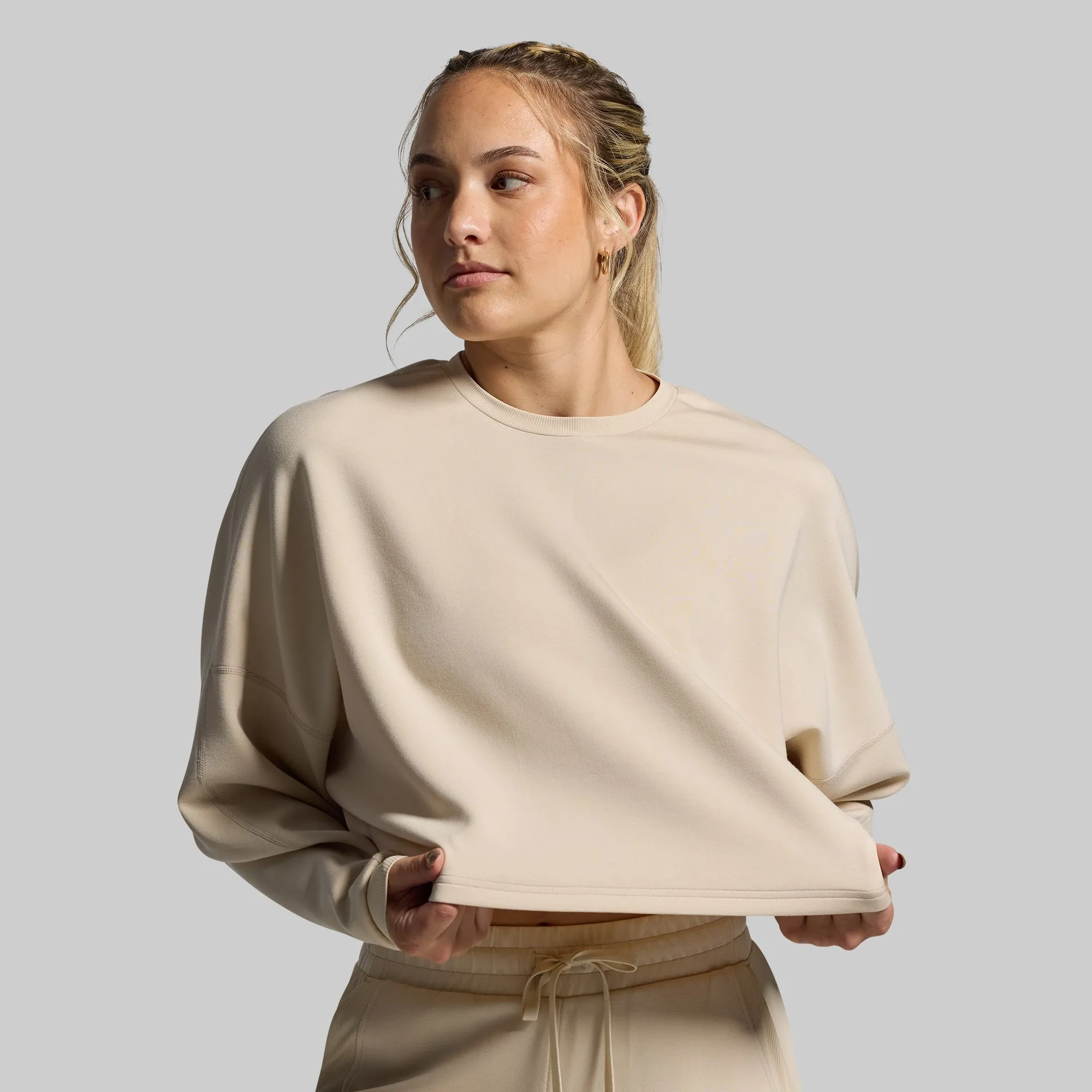 Lounge Lux Cropped Pullover Set (Oatmeal) sold by Born Primitive product image thumbnail 5