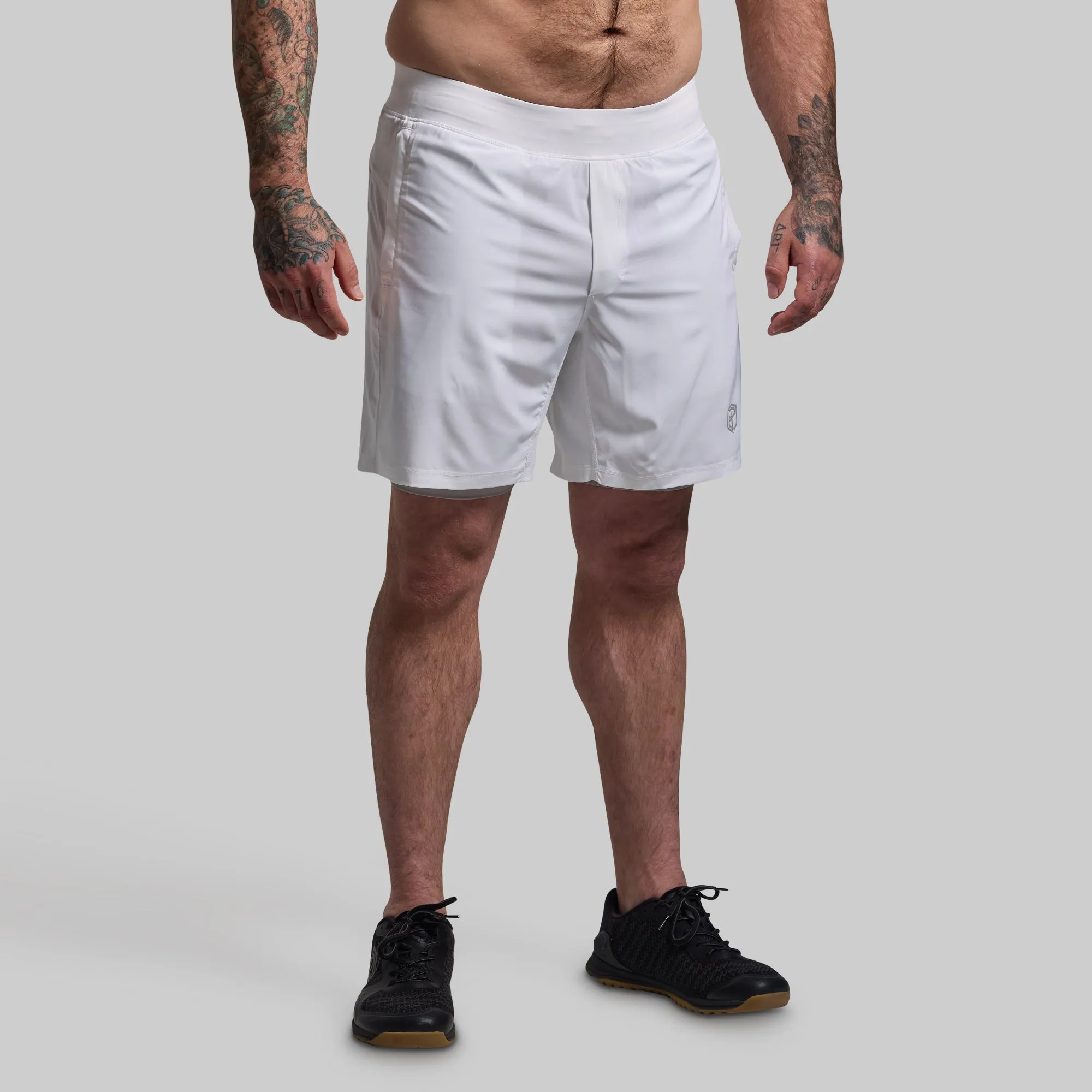 Versatile Short w/ Compression 7" (White) sold by Born Primitive
