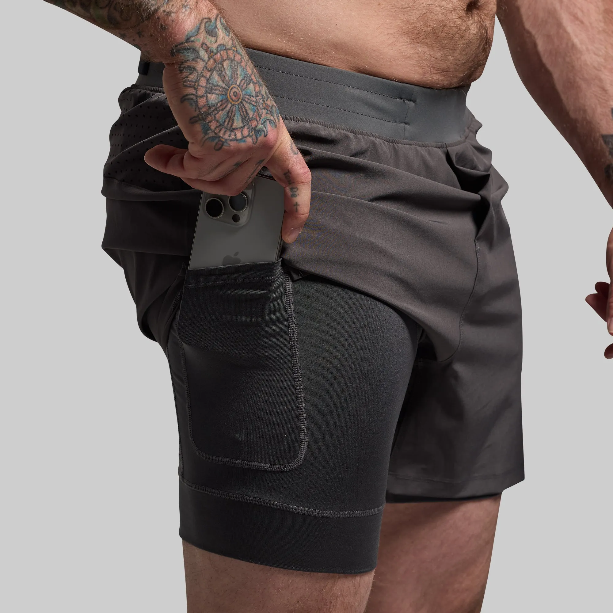 Men's Endurance Short w/ Compression (Gunmetal) sold by Born Primitive product image thumbnail 4