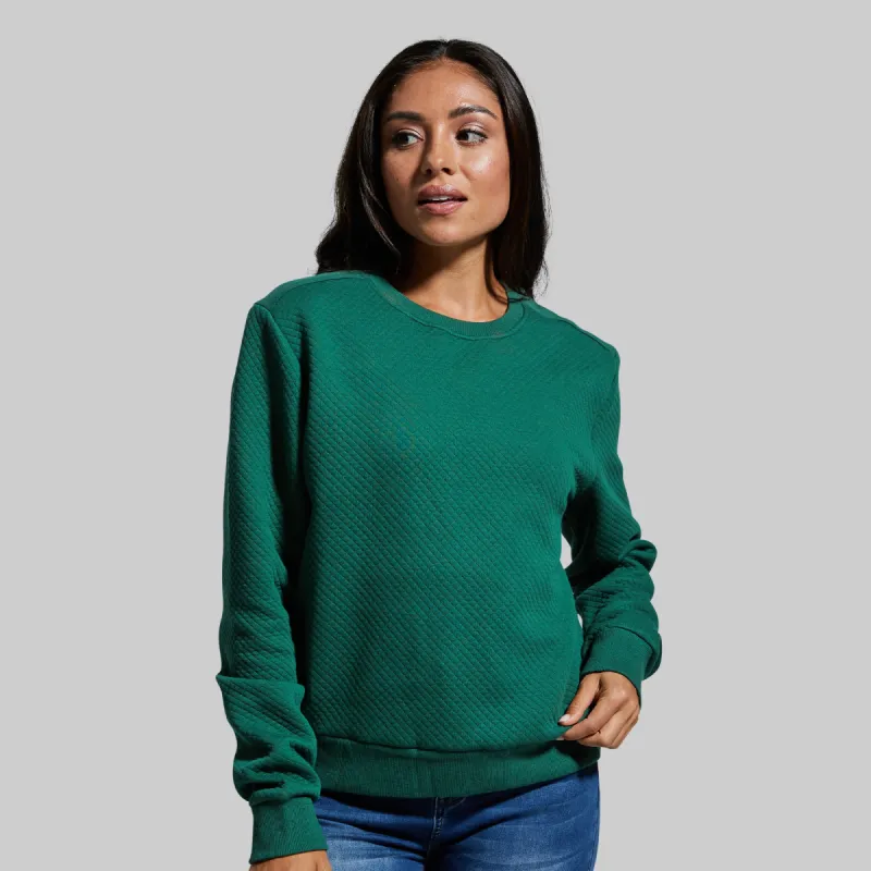 Women's Waffle Crewneck Pullover (Evergreen) sold by Born Primitive