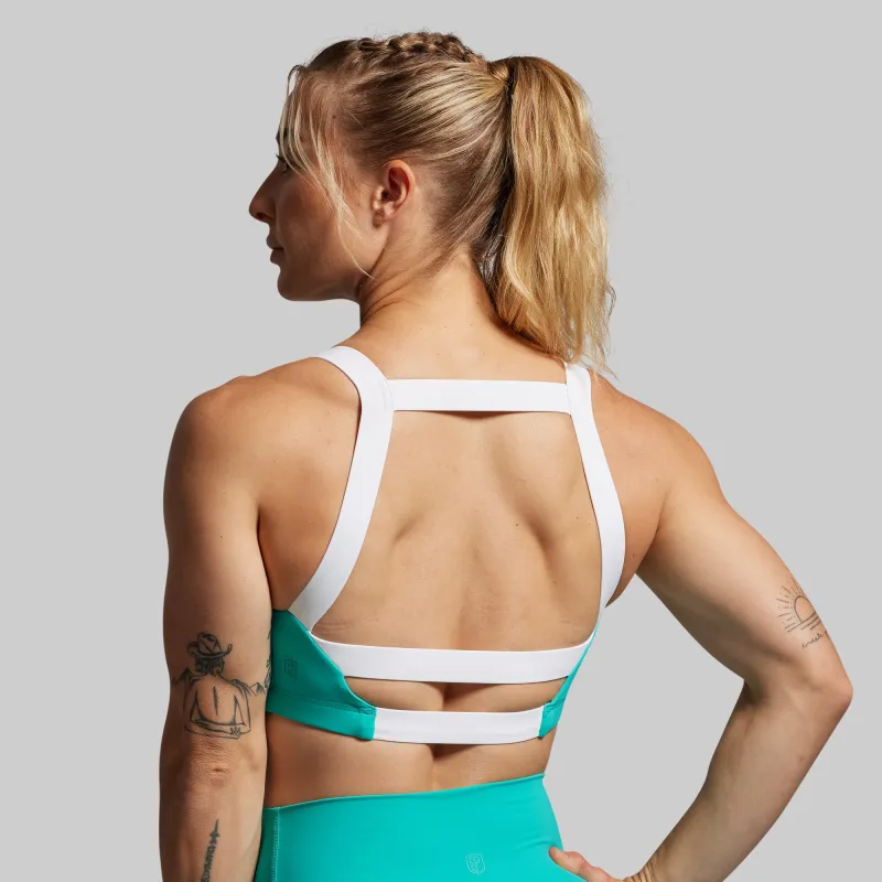 Moxie Sports Bra (Pool) sold by Born Primitive