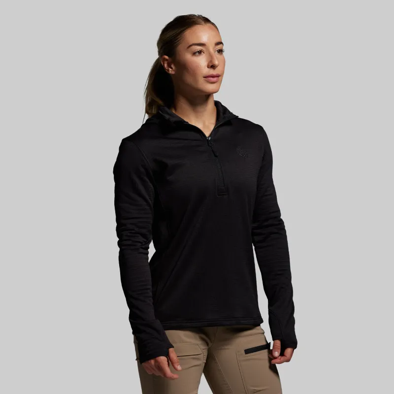 Women's Quiver Half Zip Hoodie 2.0 (Black) sold by Born Primitive