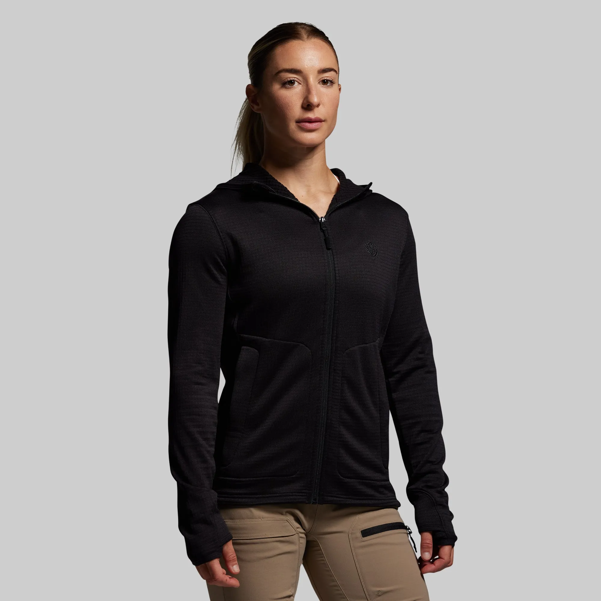 Women's Quiver Full Zip Hoodie 2.0 (Black) sold by Born Primitive