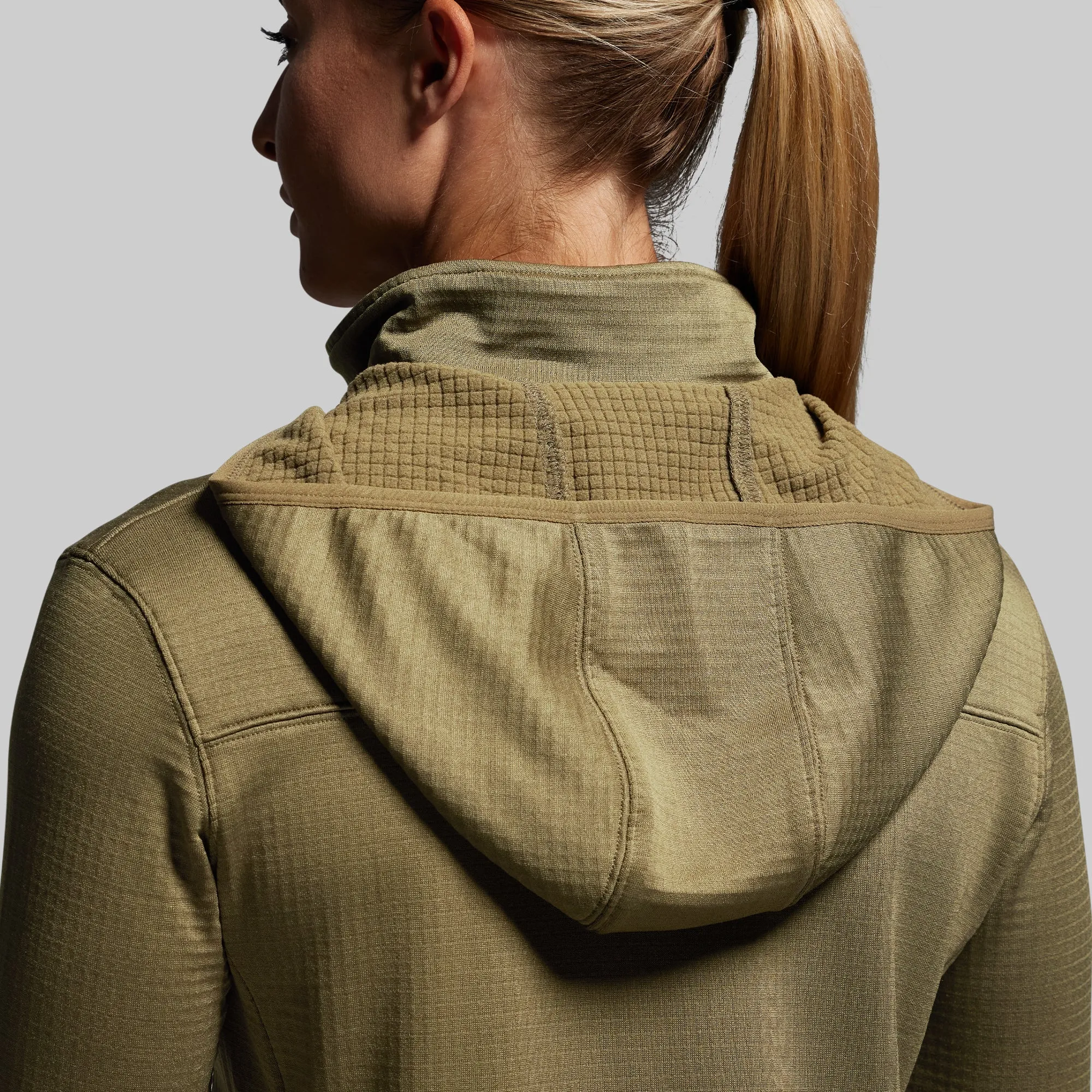 Women's Quiver Half Zip Hoodie 2.0 (OD Green) sold by Born Primitive product image thumbnail 3