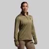 Women's Quiver Half Zip Hoodie 2.0 (OD Green) sold by Born Primitive